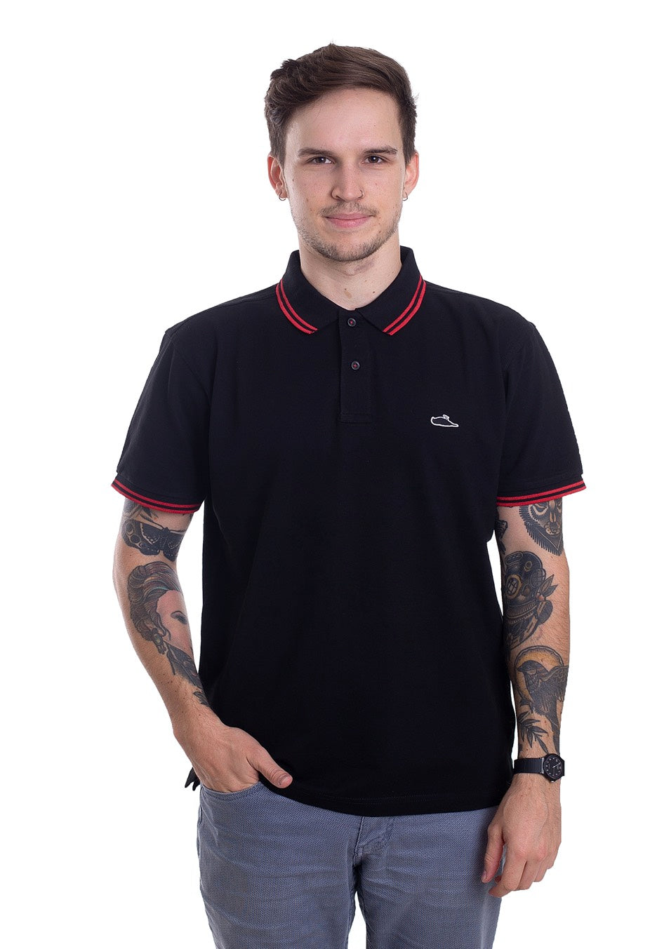 Atticus - Classic Tipped Black/Red - Polo | Men-Image