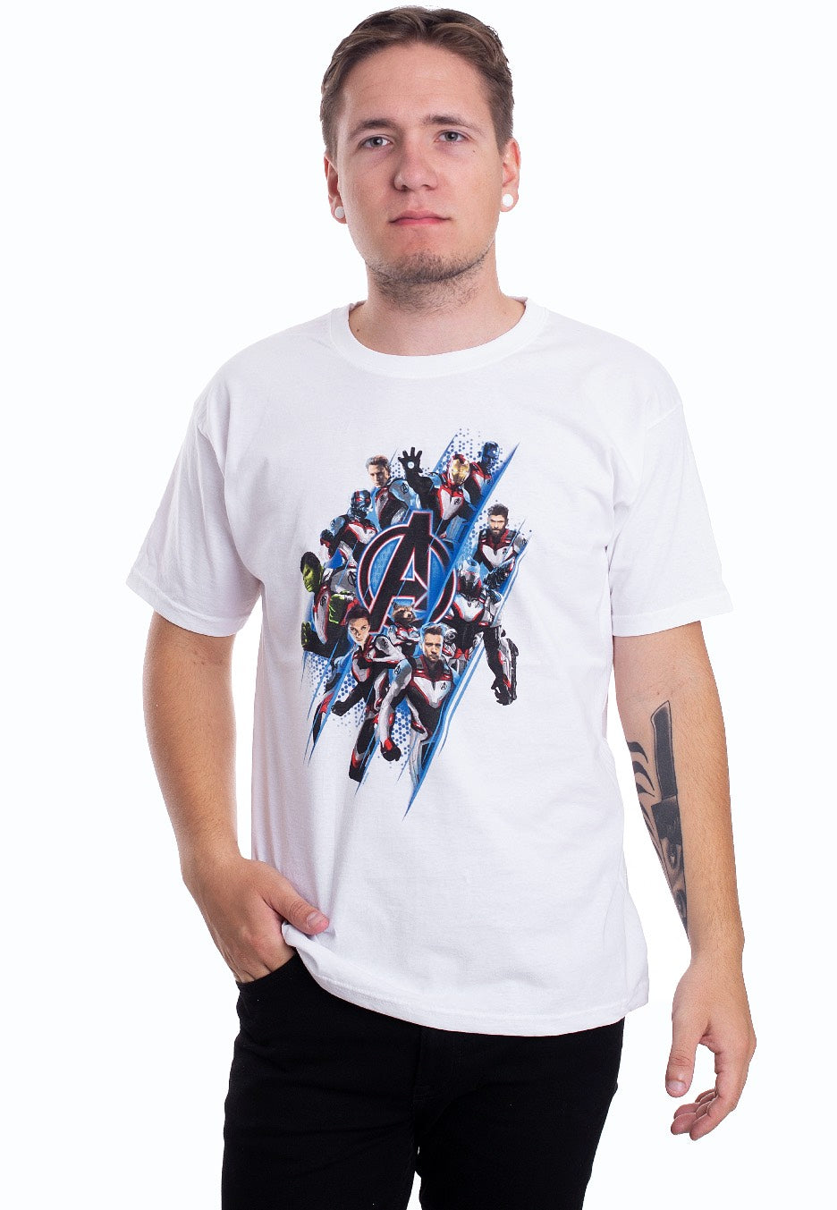 The Avengers - Diagonal Logo & Characters White - T-Shirt | Men-Image