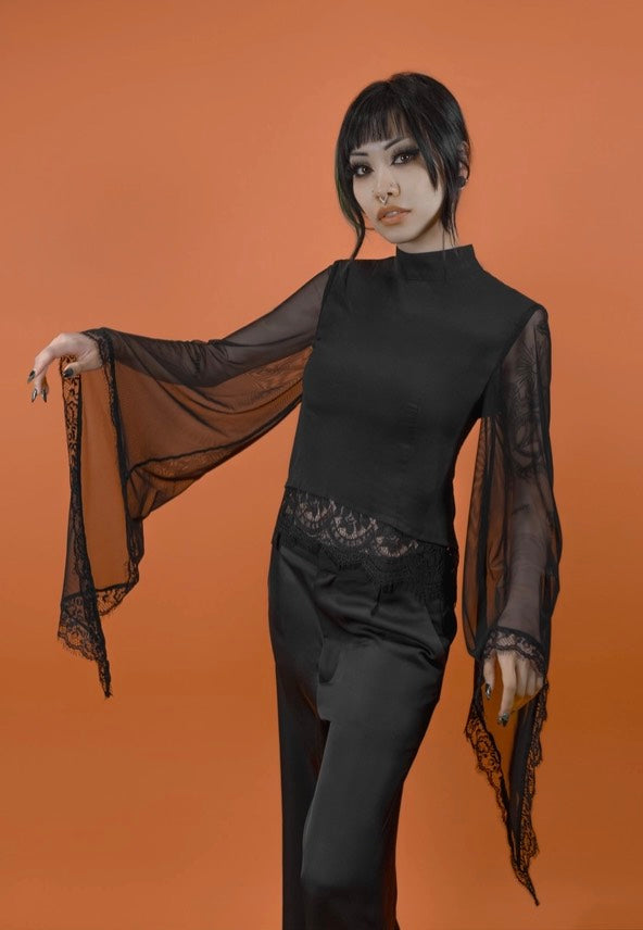 Lively Ghosts - Dauphine Bell Sleeve Black - Top | Women-Image