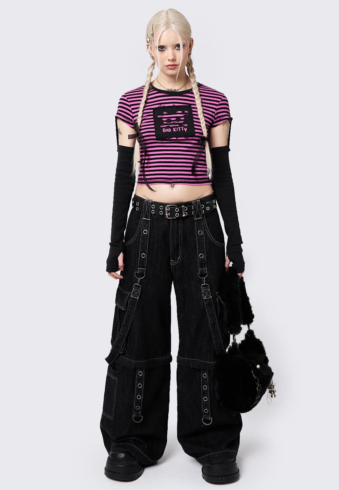 Minga London - Bad Kitty Pink Striped Detachable - Top | Women-Image