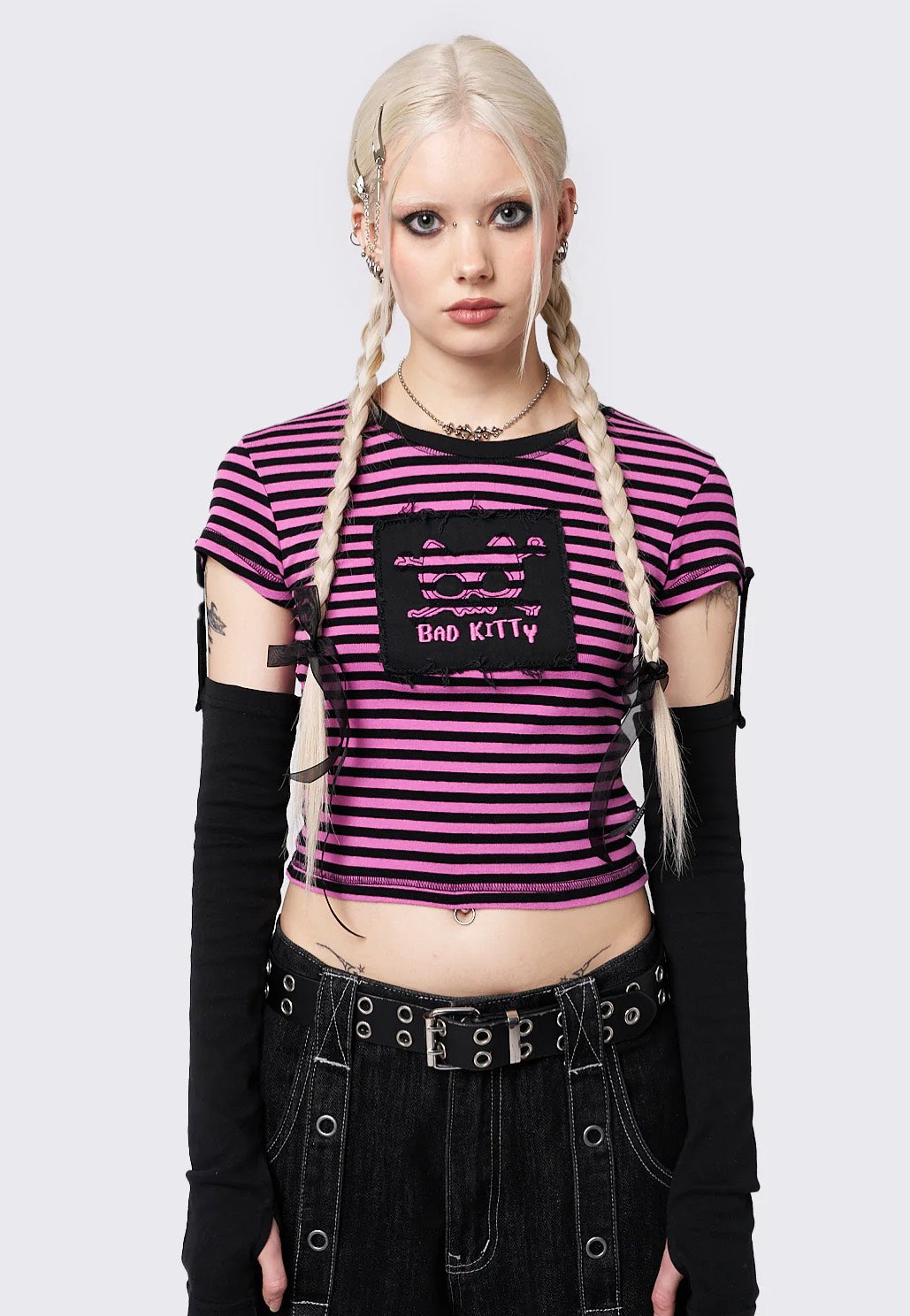 Minga London - Bad Kitty Pink Striped Detachable - Top | Women-Image