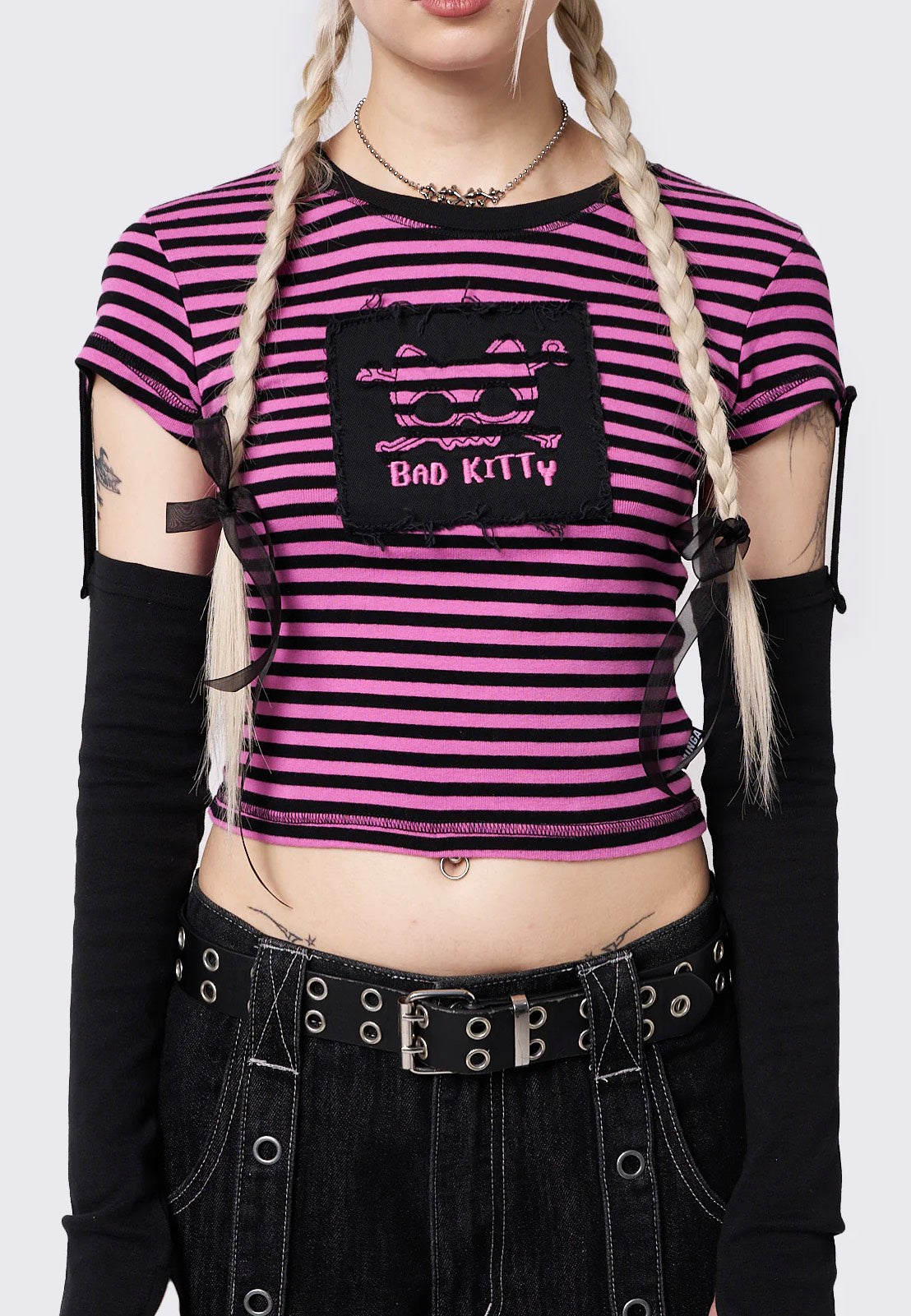 Minga London - Bad Kitty Pink Striped Detachable - Top | Women-Image