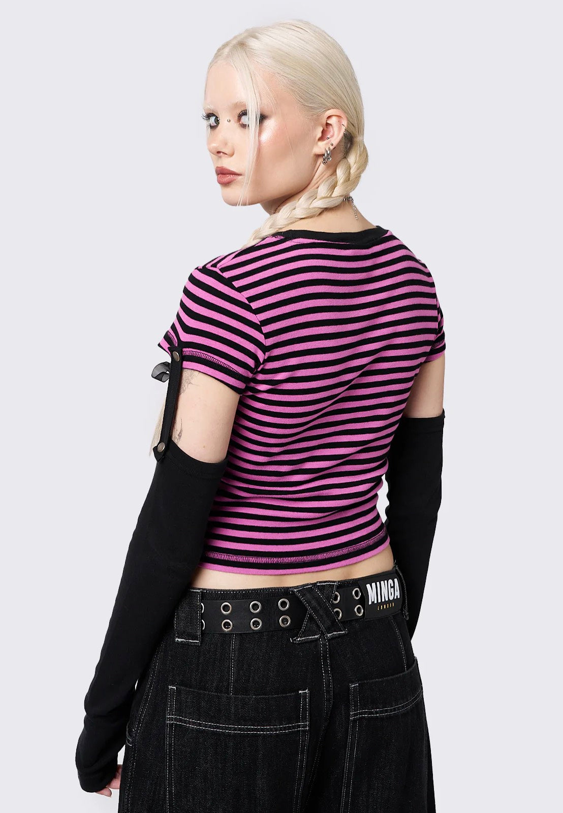 Minga London - Bad Kitty Pink Striped Detachable - Top | Women-Image