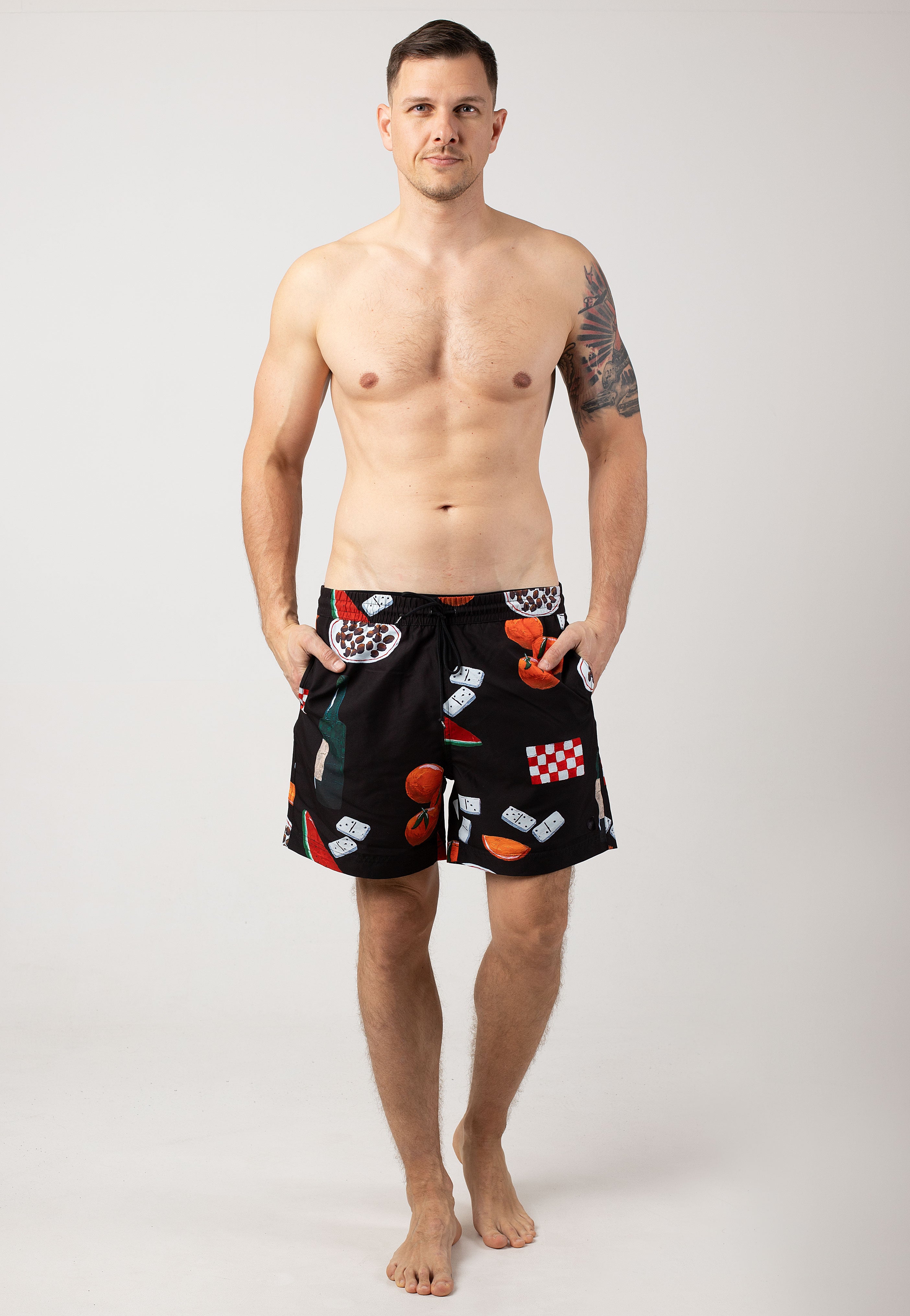 Carhartt WIP - Slater Swim Isis Maria Dinner Print/Black - Board Shorts | Men-Image