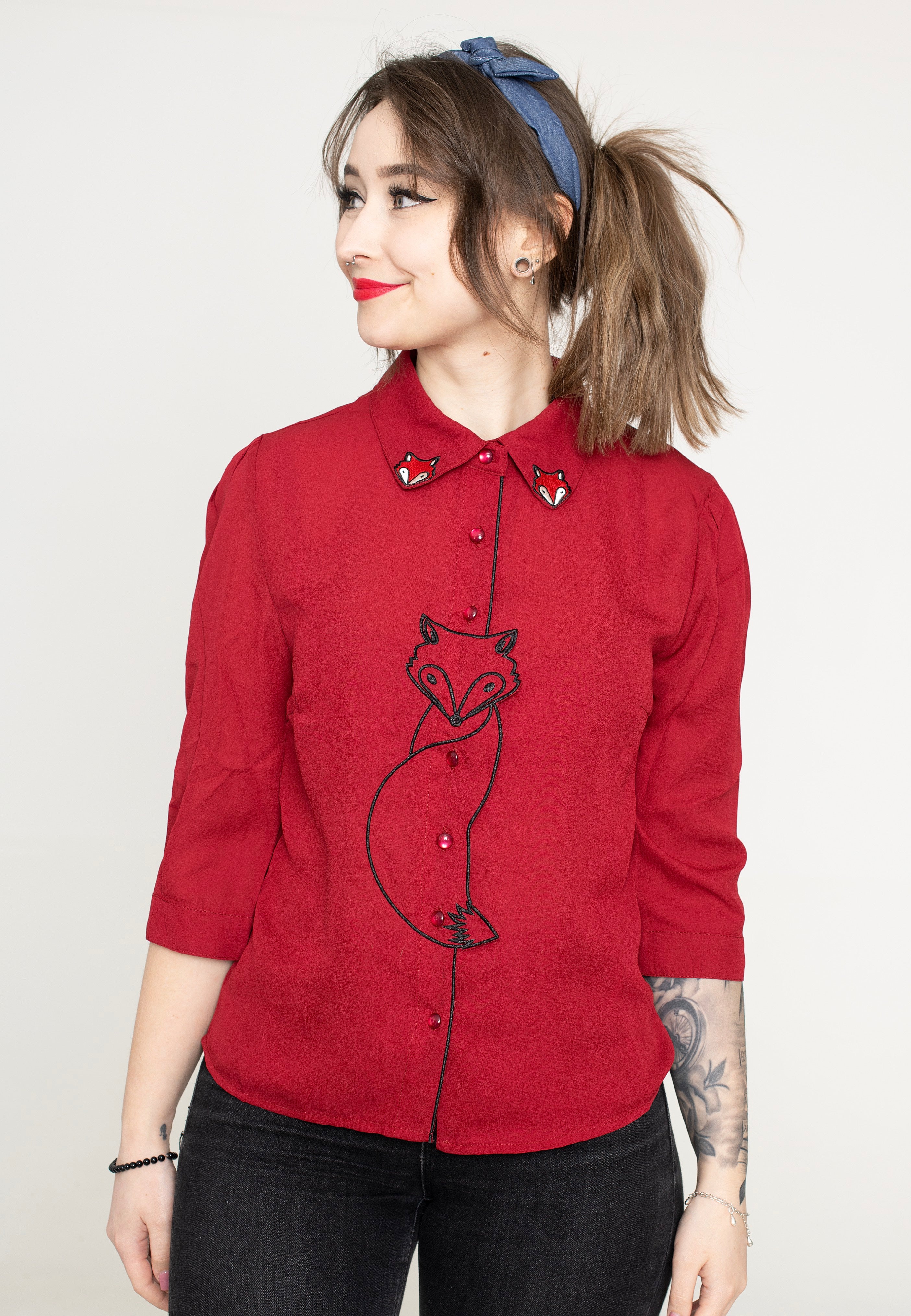 Banned Apparel - Foxy Burgundy - Blouse | Women-Image