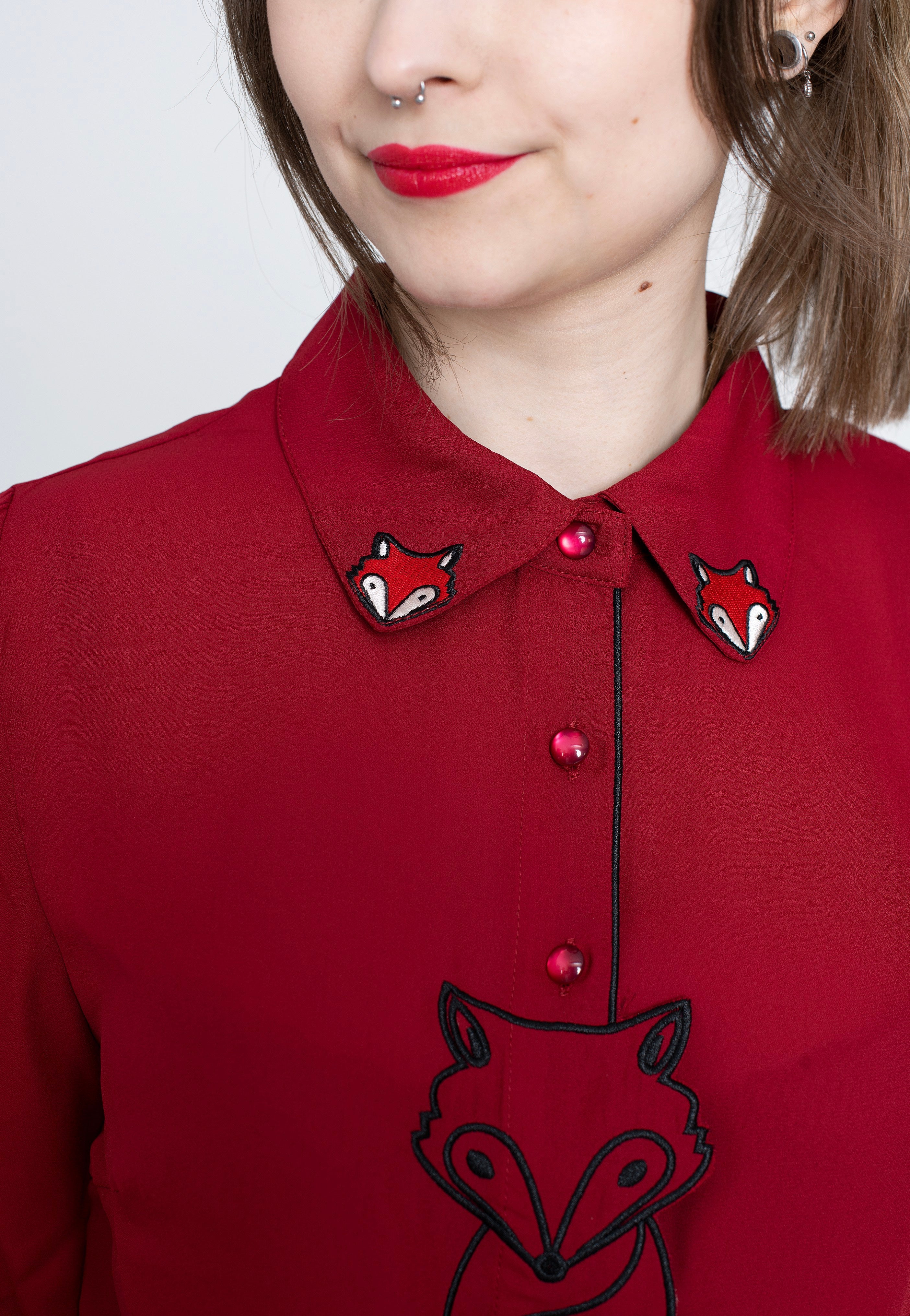 Banned Apparel - Foxy Burgundy - Blouse | Women-Image