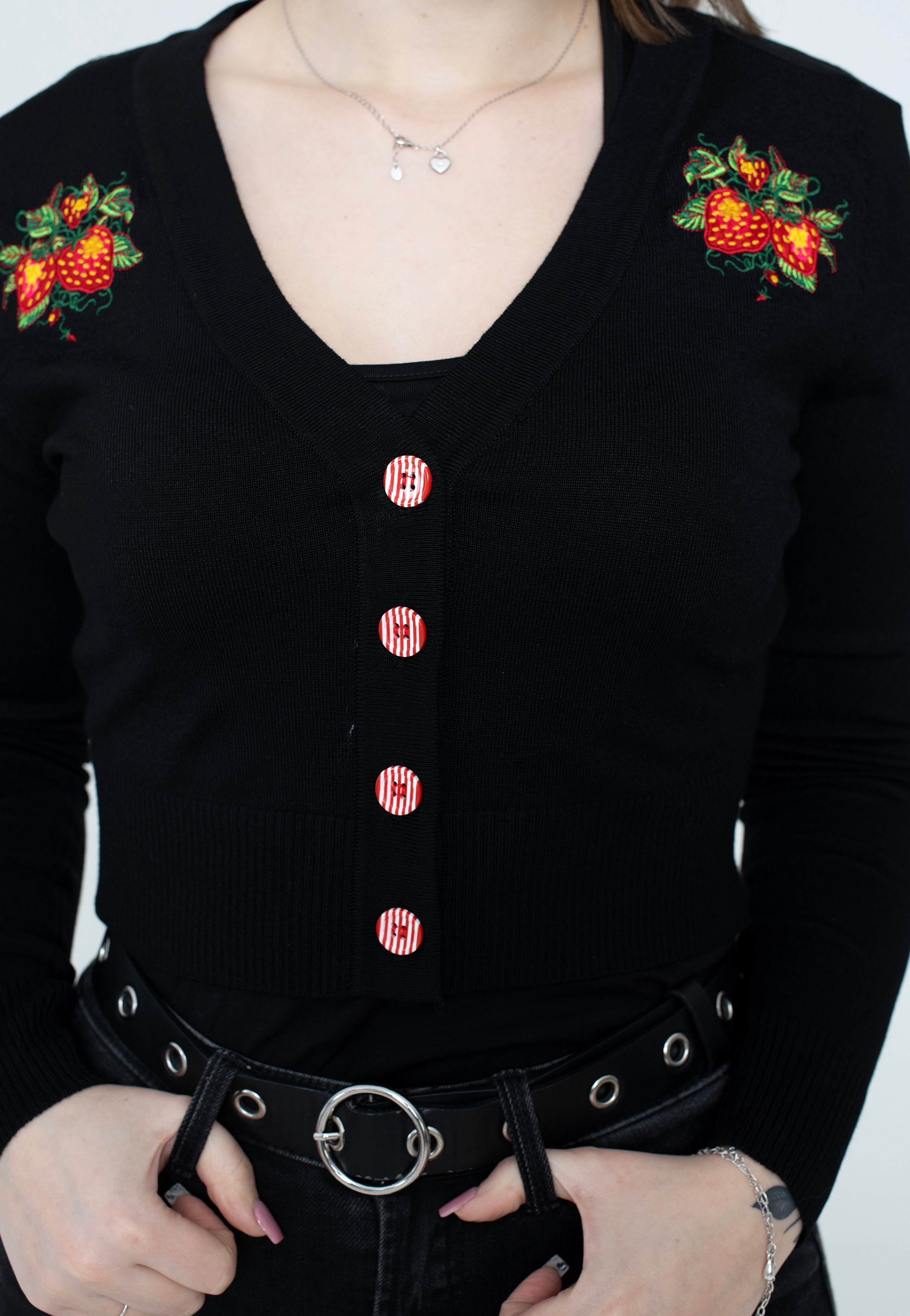 Banned Apparel - Strawberry Fields Black - Cardigan | Women-Image