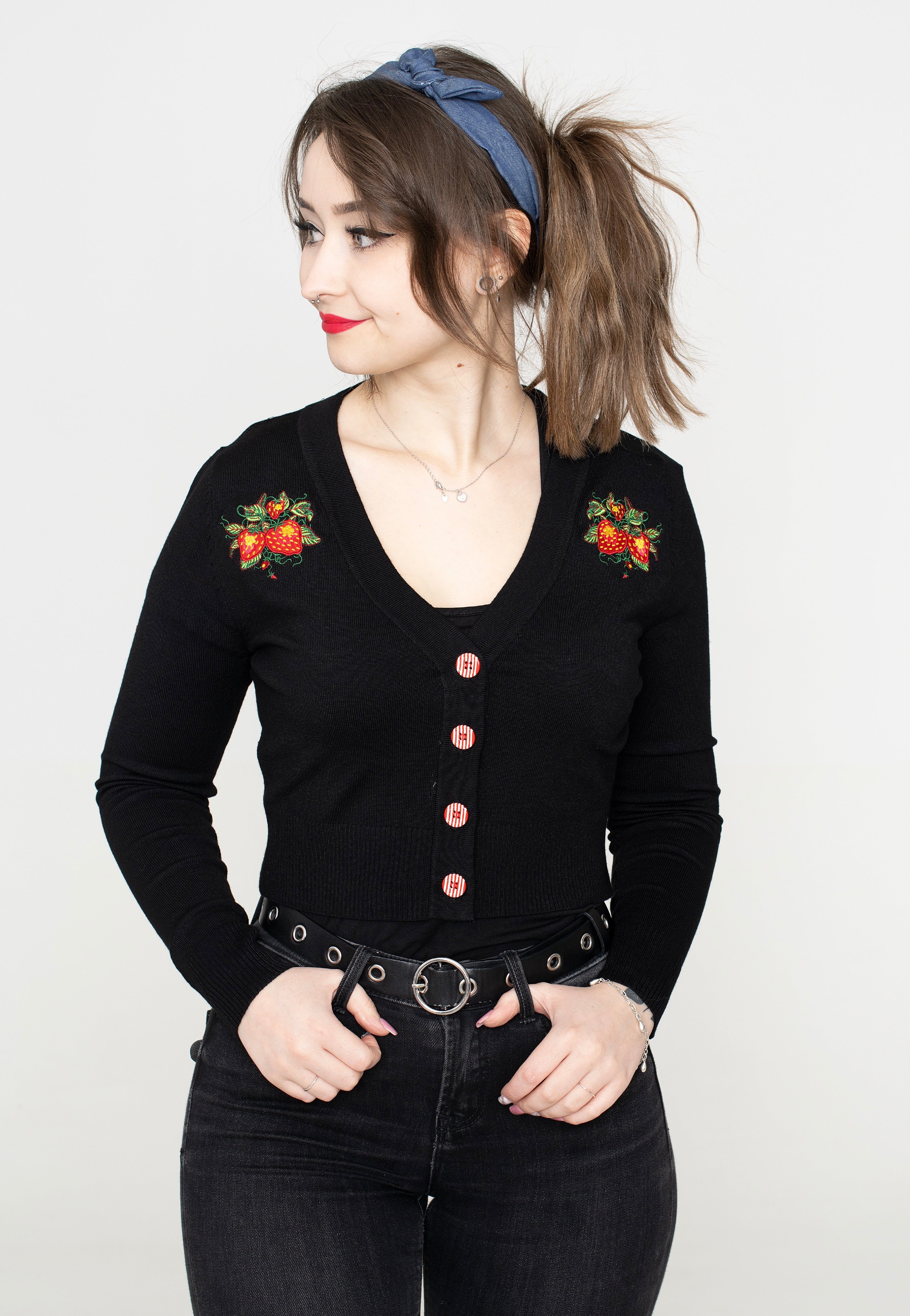 Banned Apparel - Strawberry Fields Black - Cardigan | Women-Image