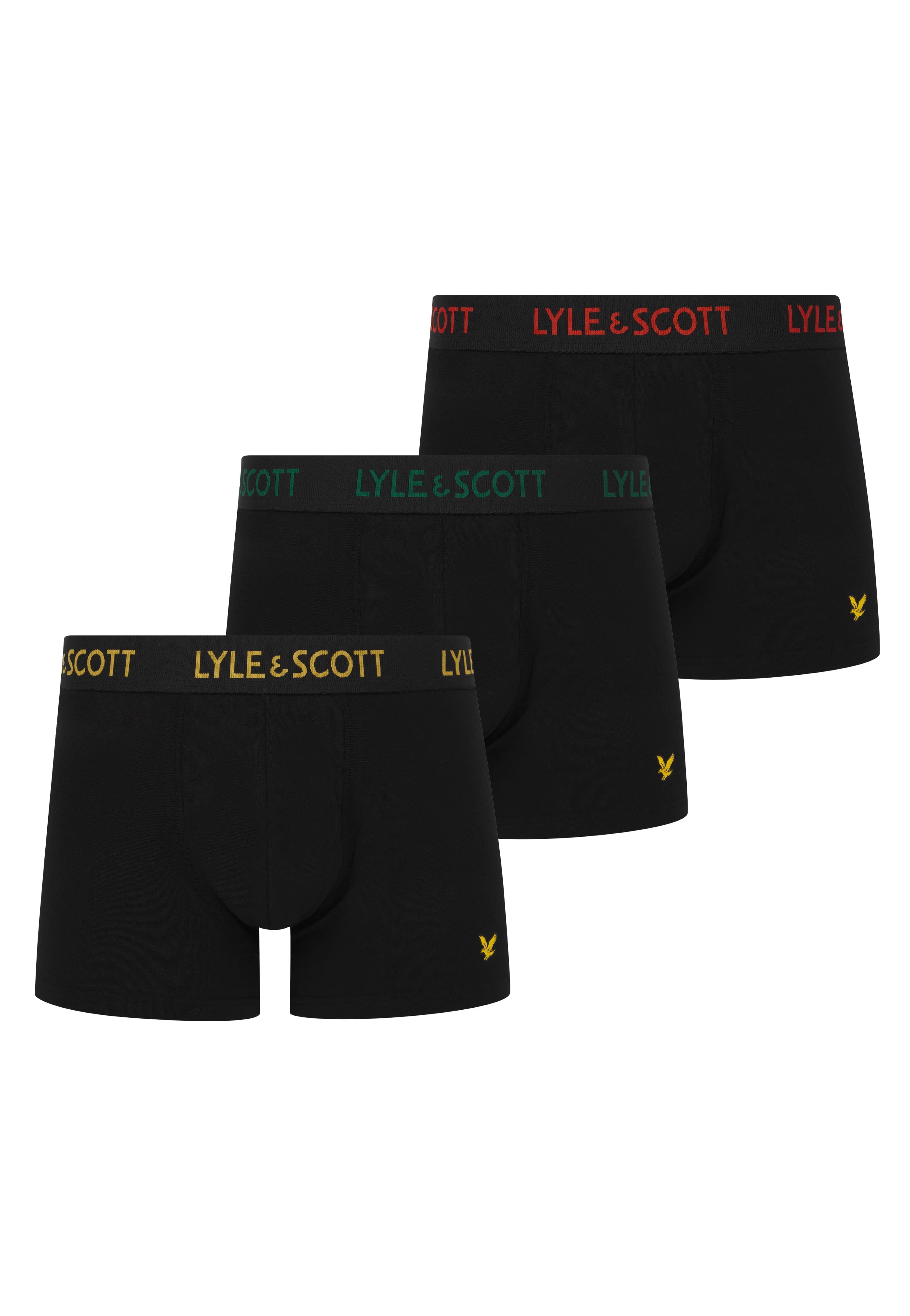 Lyle & Scott - Barclay Pack Of 3 Basic Core Black/Black/Multi Text - Boxershorts | Men-Image