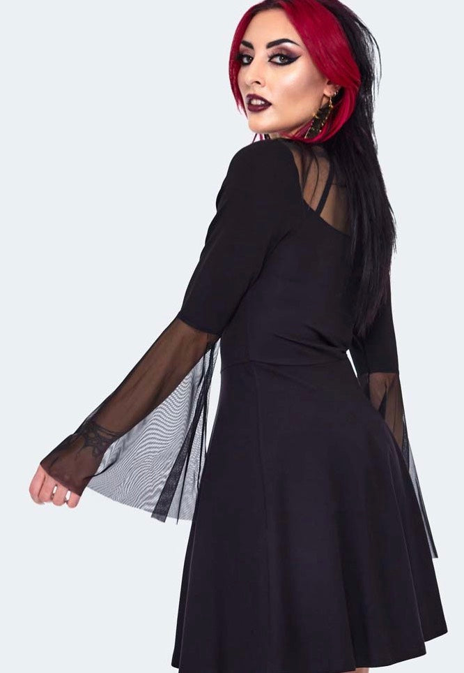 Jawbreaker - Bat Embroidered Mini Black - Dress | Women-Image