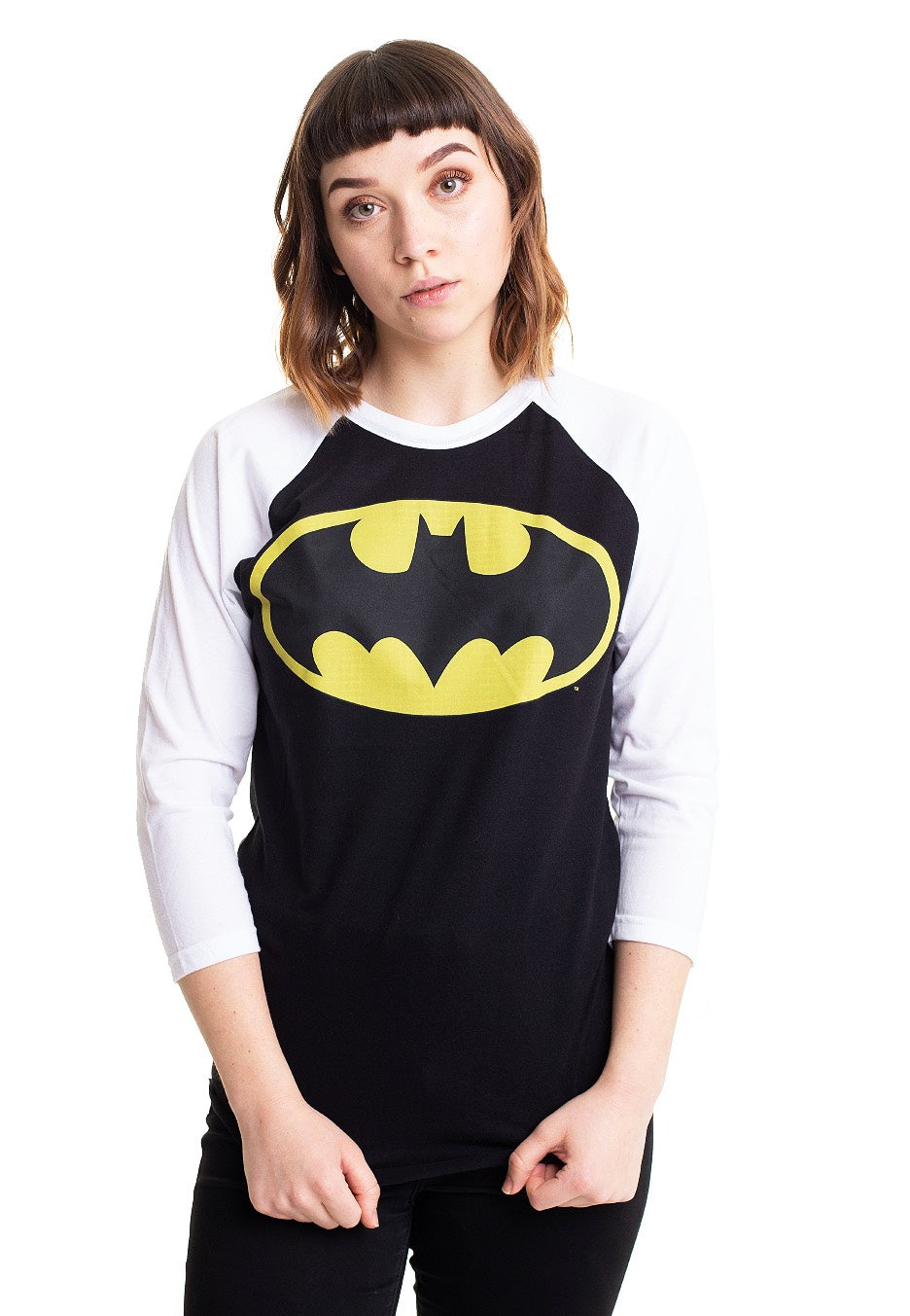 Batman - Signal Logo Baseball White - Longsleeve | Women-Image