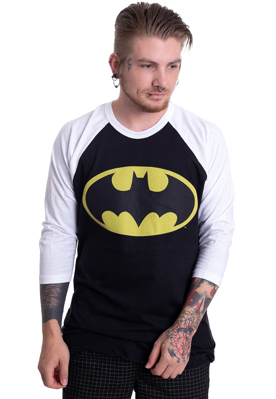 Batman - Signal Logo Baseball White - Longsleeve | Men-Image