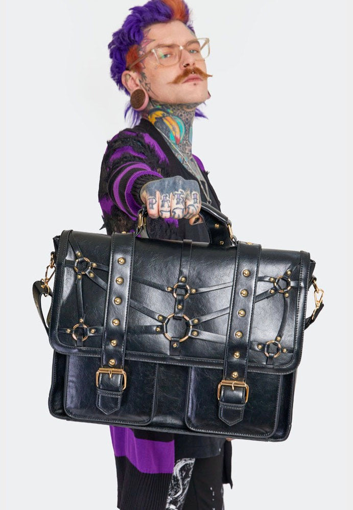 Jawbreaker - Studded Steampunk Postman Black - Bag | Neutral-Image