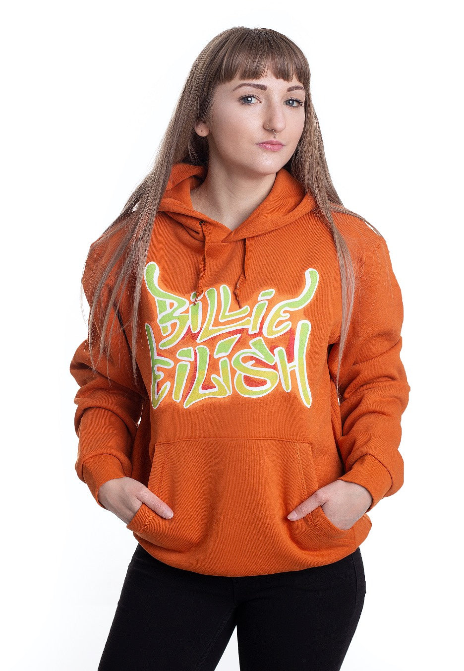 Billie Eilish - Airbrush Flames Blohsh Orange - Hoodie | Women-Image