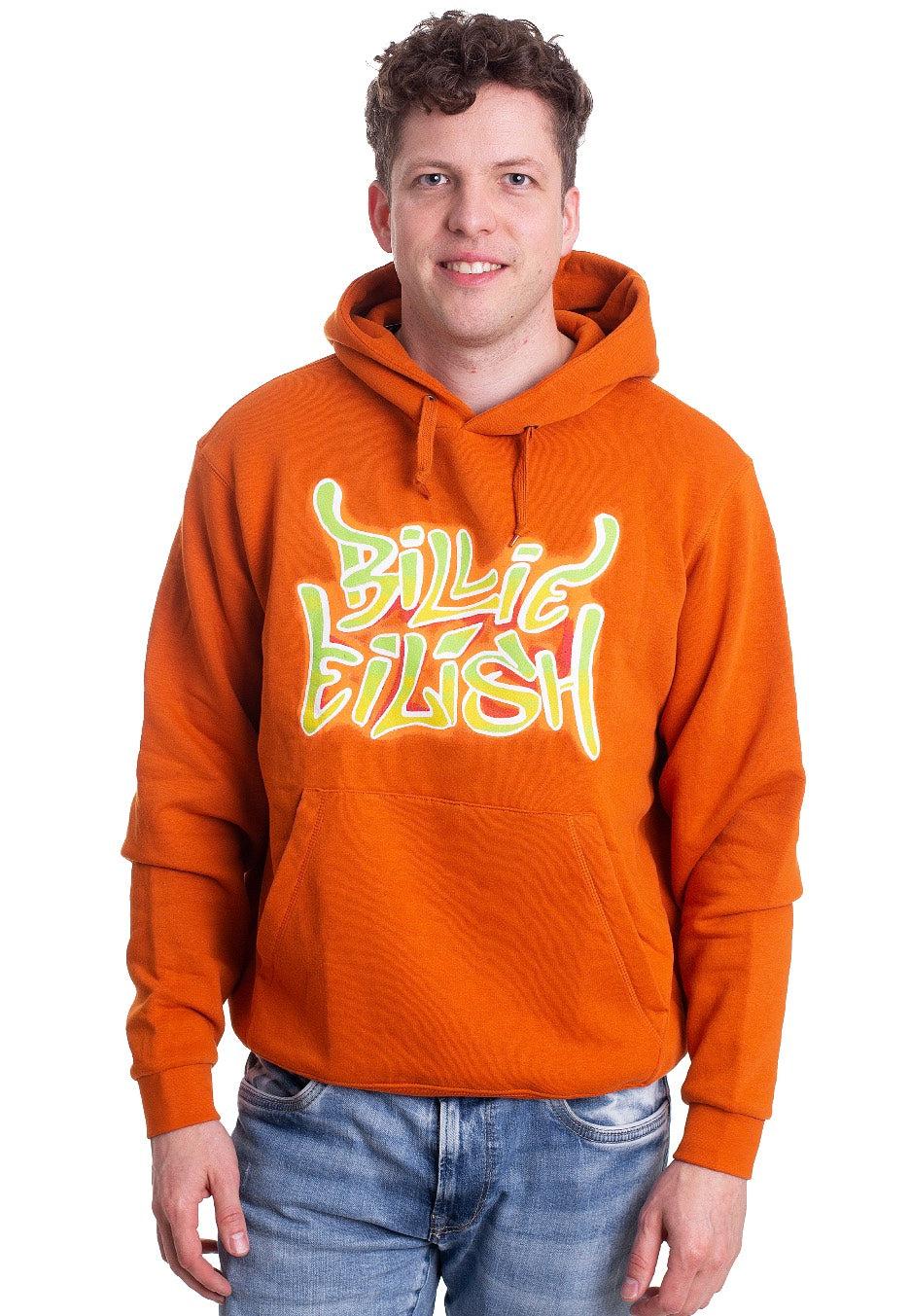 Billie Eilish - Airbrush Flames Blohsh Orange - Hoodie | Men-Image