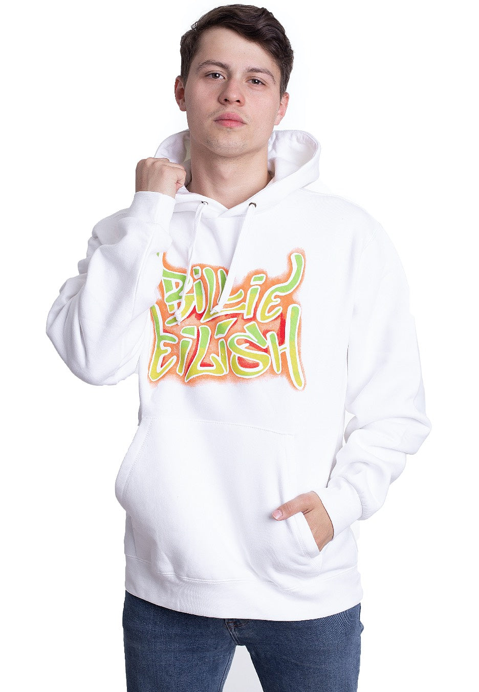 Billie Eilish - Airbrush Flames Blohsh White - Hoodie | Men-Image