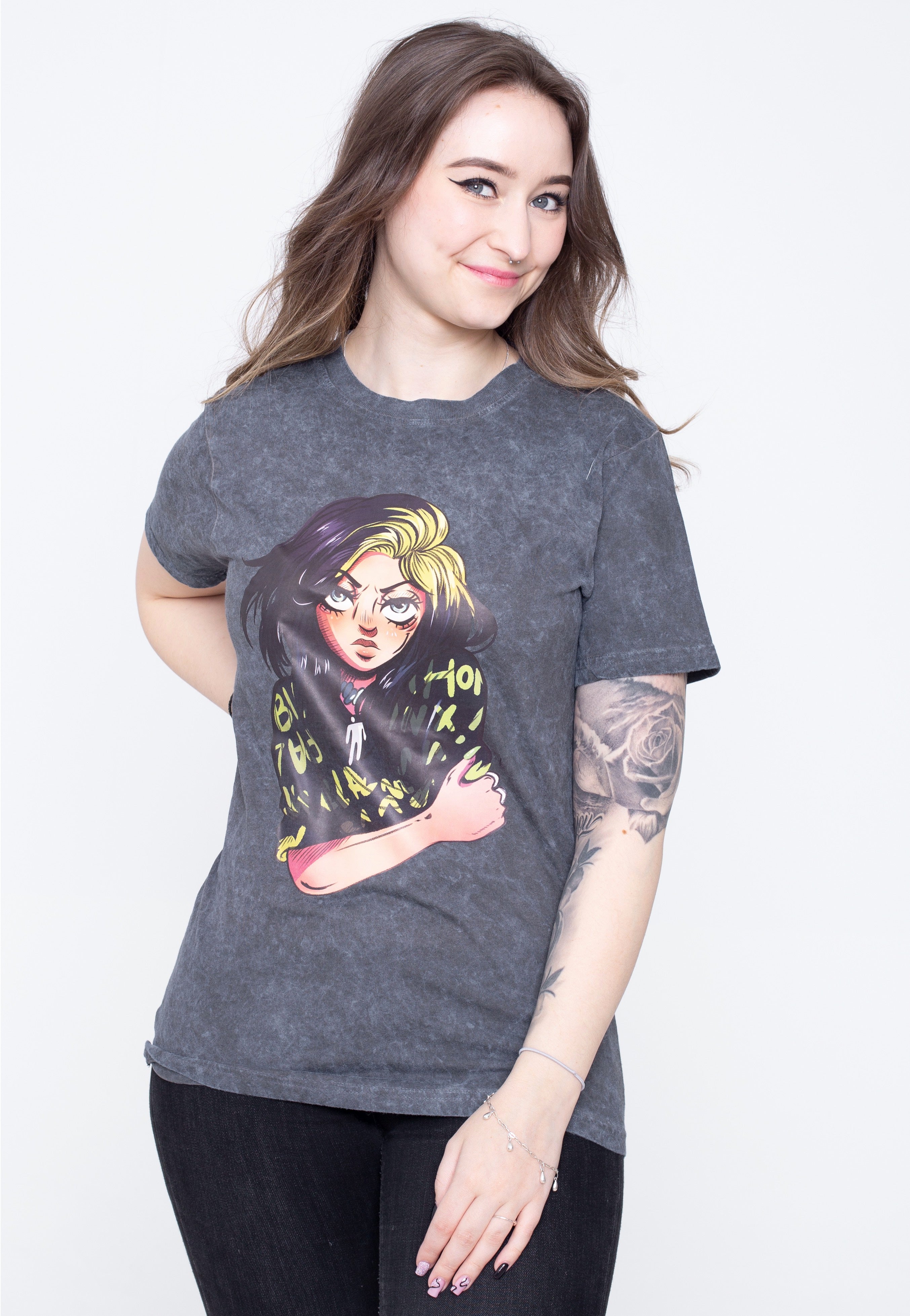 Billie Eilish - Anime Billie Dip-Dye - T-Shirt | Women-Image