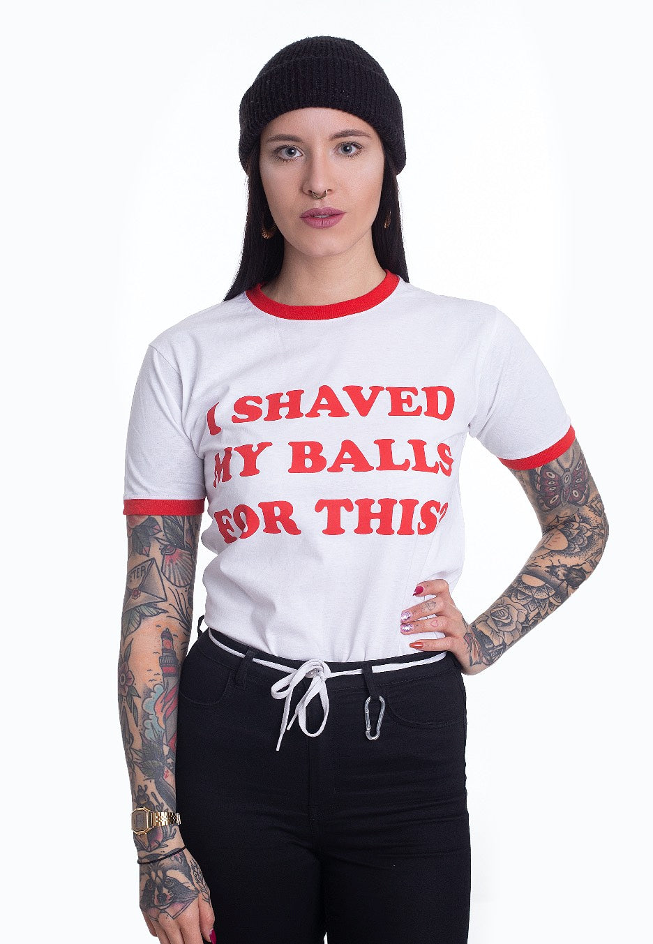 Birds Of Prey - I Shaved My Balls For This Ringer White - T-Shirt | Women-Image