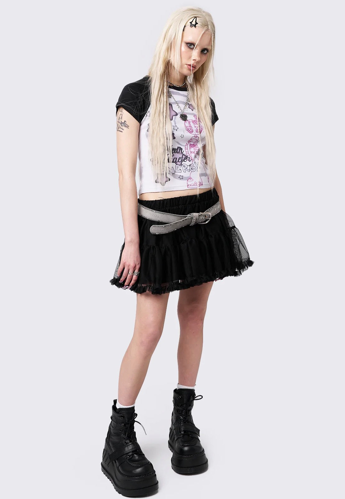 Minga London - Blake Chiffon Tutu Mini Black - Skirt | Women-Image