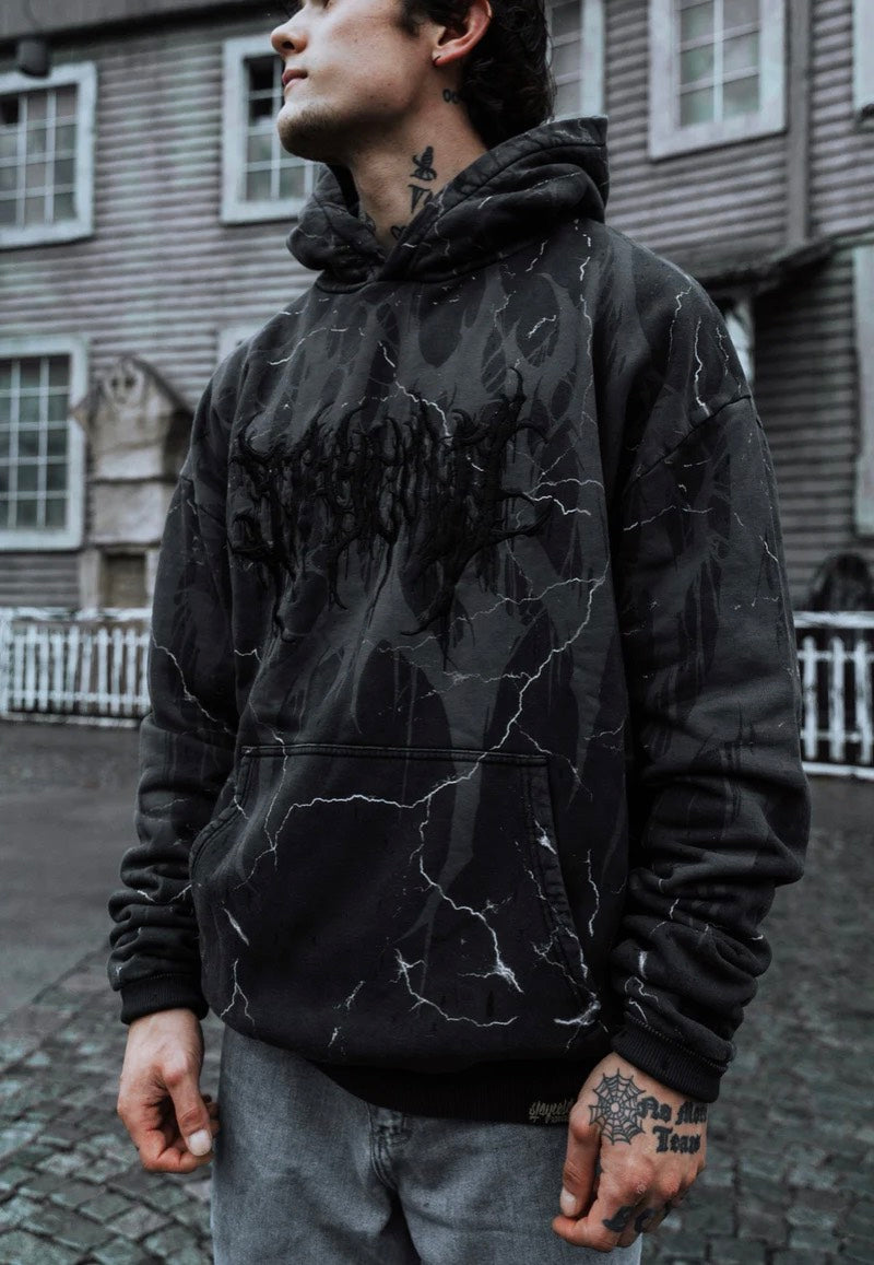 Stay Cold Apparel - Bloodshot Heavy Oversized Black Acid - Hoodie | Men-Image