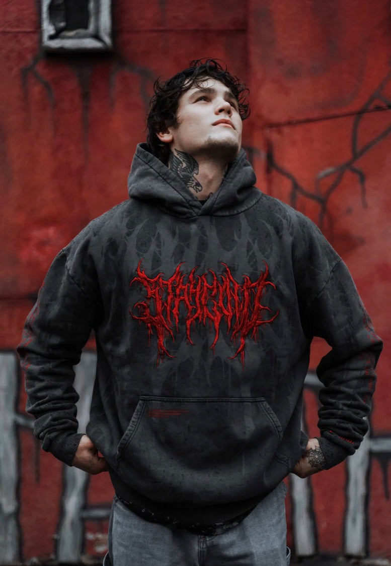 Stay Cold Apparel - Bloodshot Heavy Oversized Red Acid - Hoodie | Men-Image