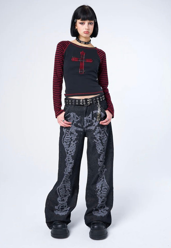 Minga London - Bones Black Washed - Jeans | Women-Image