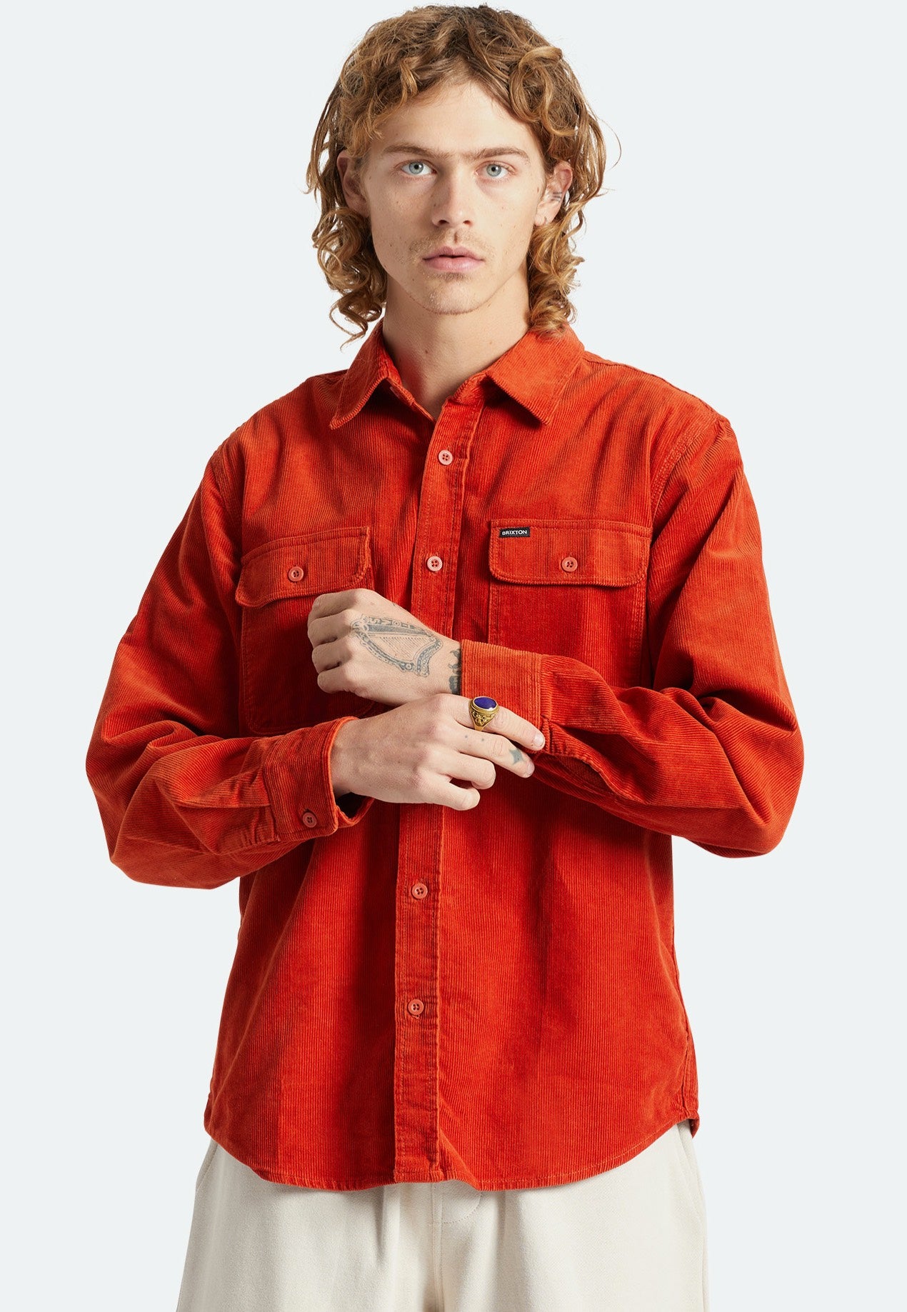 Brixton - Bowery Corduroy Phoenix Orange - Shirt | Men-Image