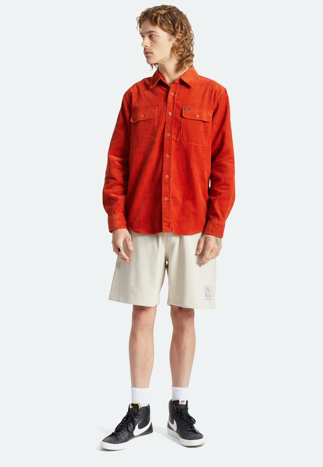 Brixton - Bowery Corduroy Phoenix Orange - Shirt | Men-Image