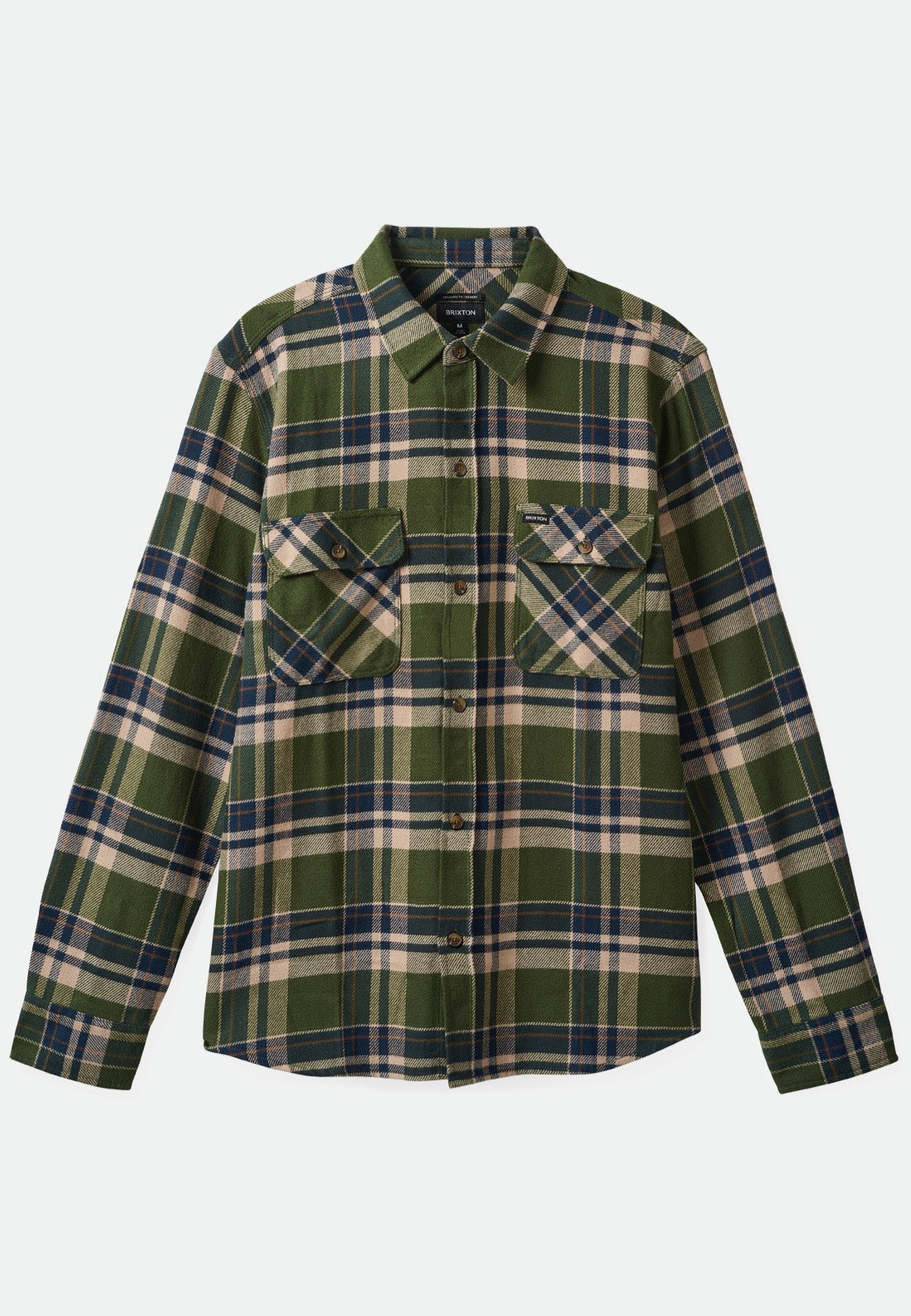 Brixton - Bowery Flannel Cypress Green/Washed Navy/White - Shirt | Men-Image