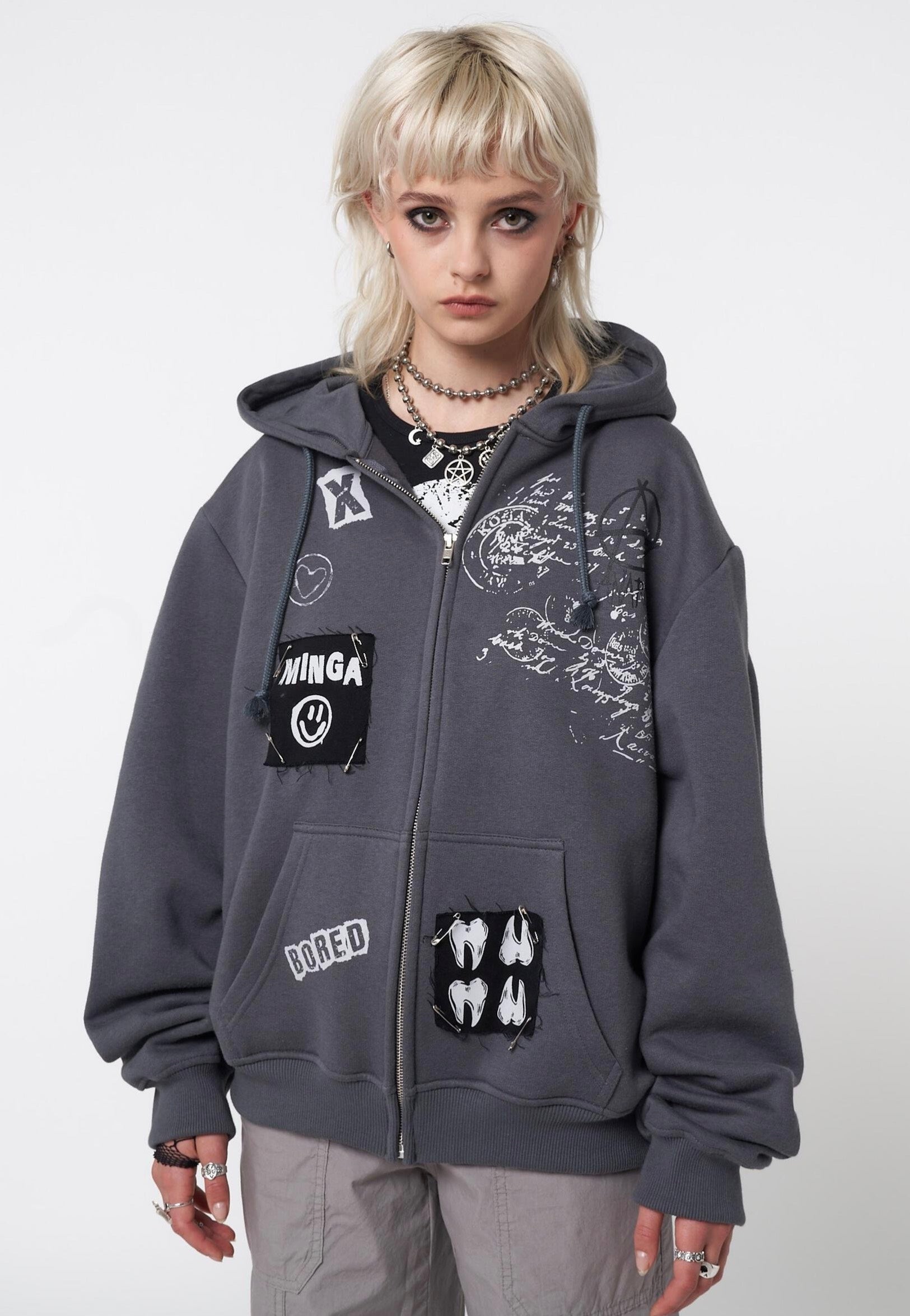 Minga London - Billie Patch Prints Grey - Zipper | Women-Image