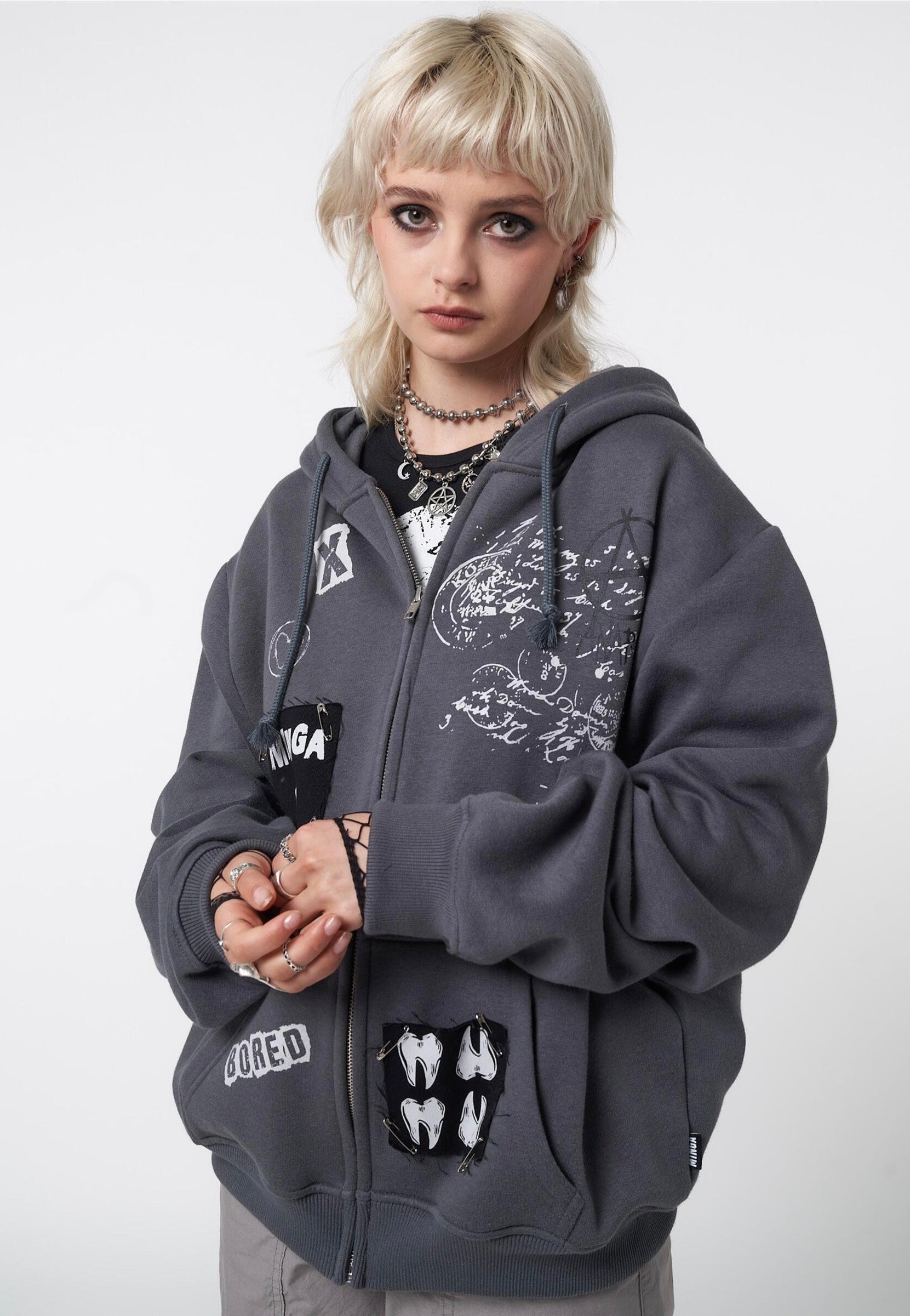 Minga London - Billie Patch Prints Grey - Zipper | Women-Image