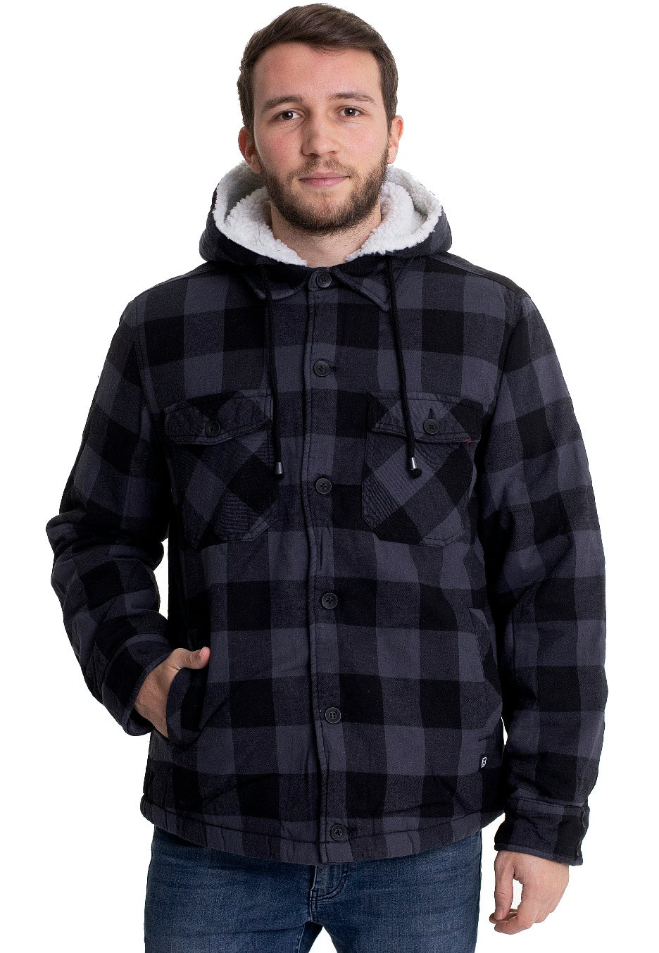 Brandit - Lumberjacket Hooded Black/Grey - Jacket | Men-Image