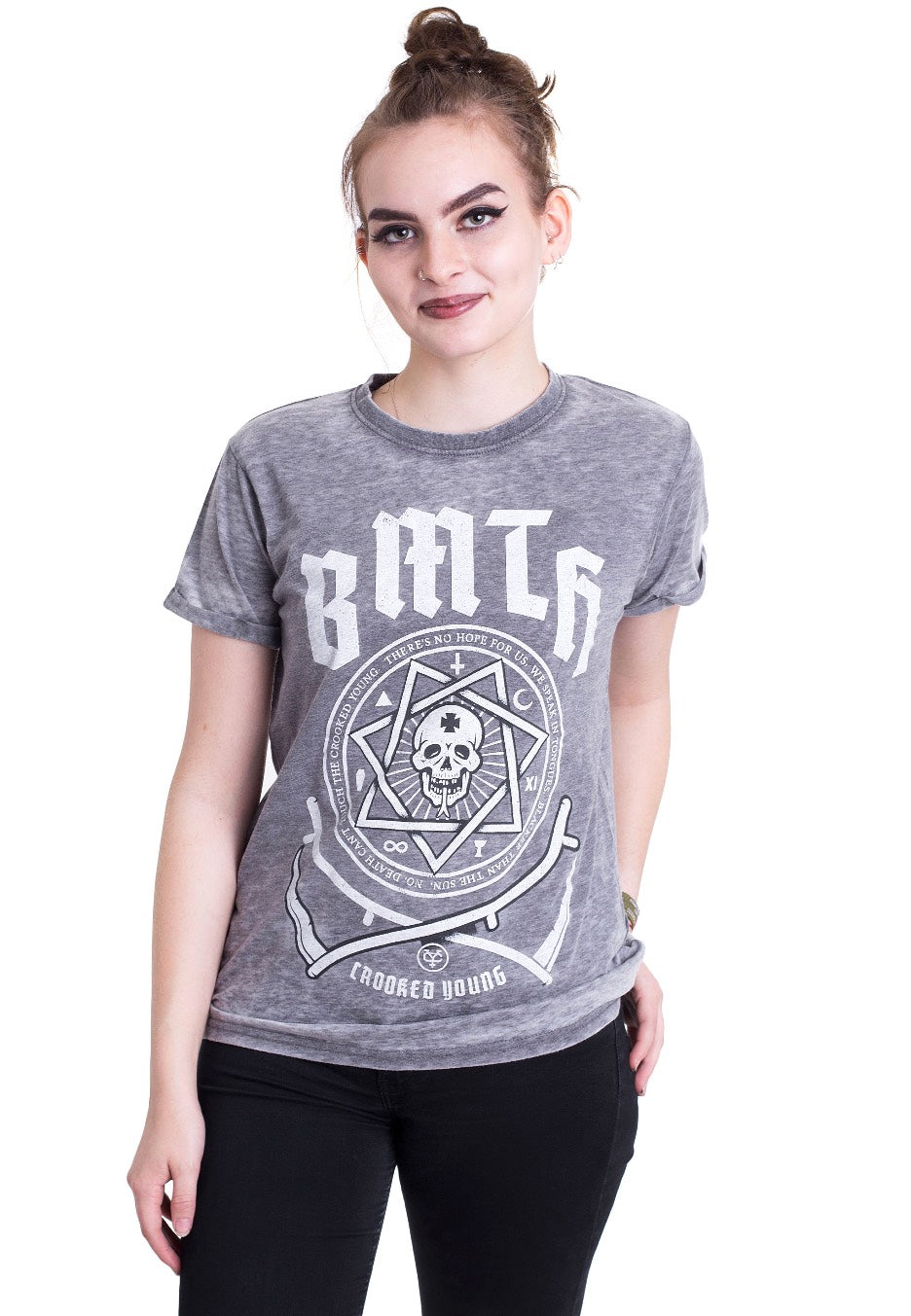 Bring Me The Horizon - Crooked Young Burnout Grey - T-Shirt | Women-Image