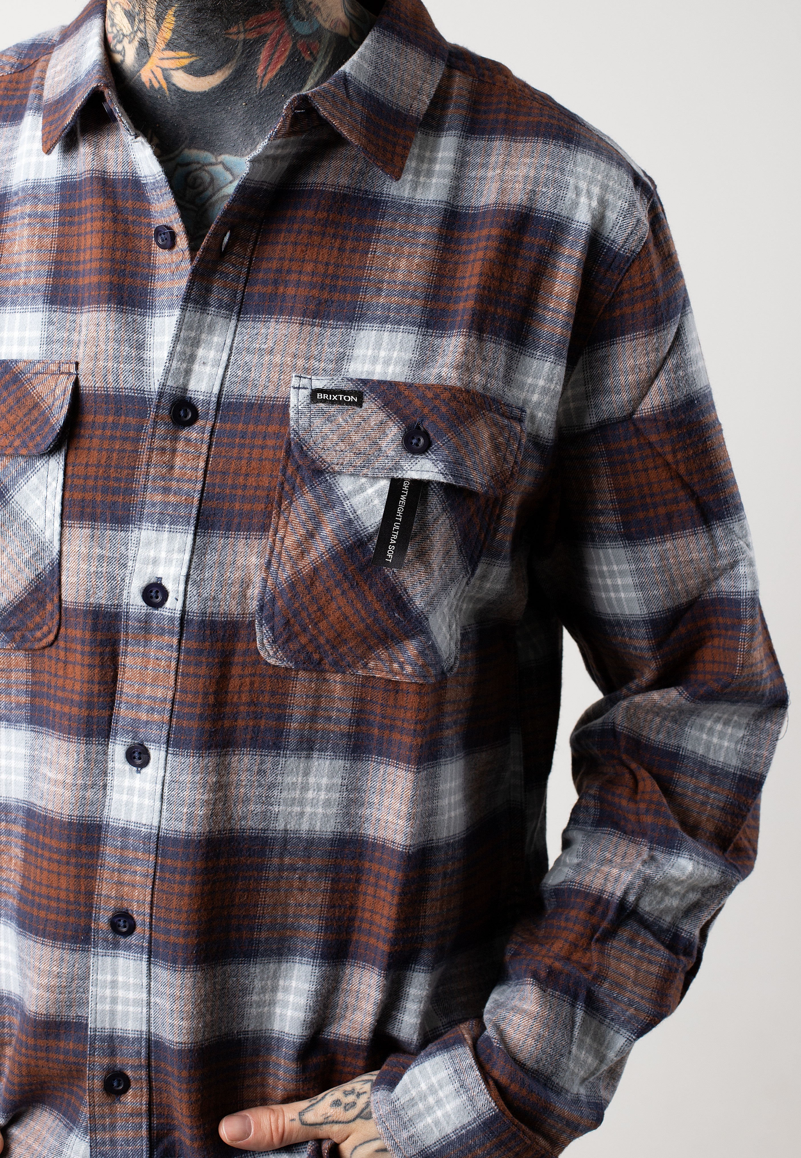 Brixton - Bowery Lw Ultra Washed Navy/Dusty Blue - Shirt | Men-Image