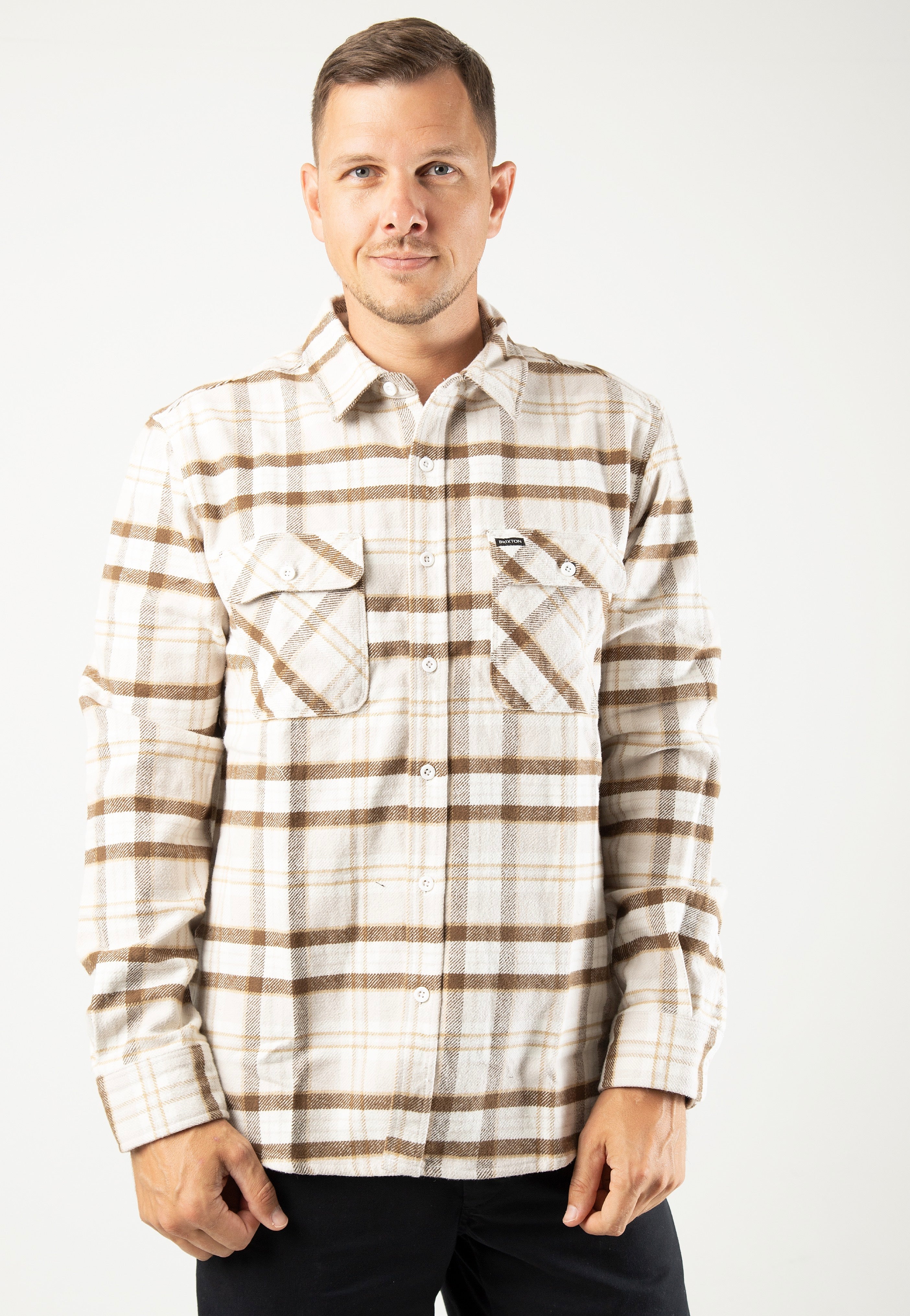 Brixton - Bowery Heavy Weight Beige/Off White/Desert Palm - Shirt | Men-Image