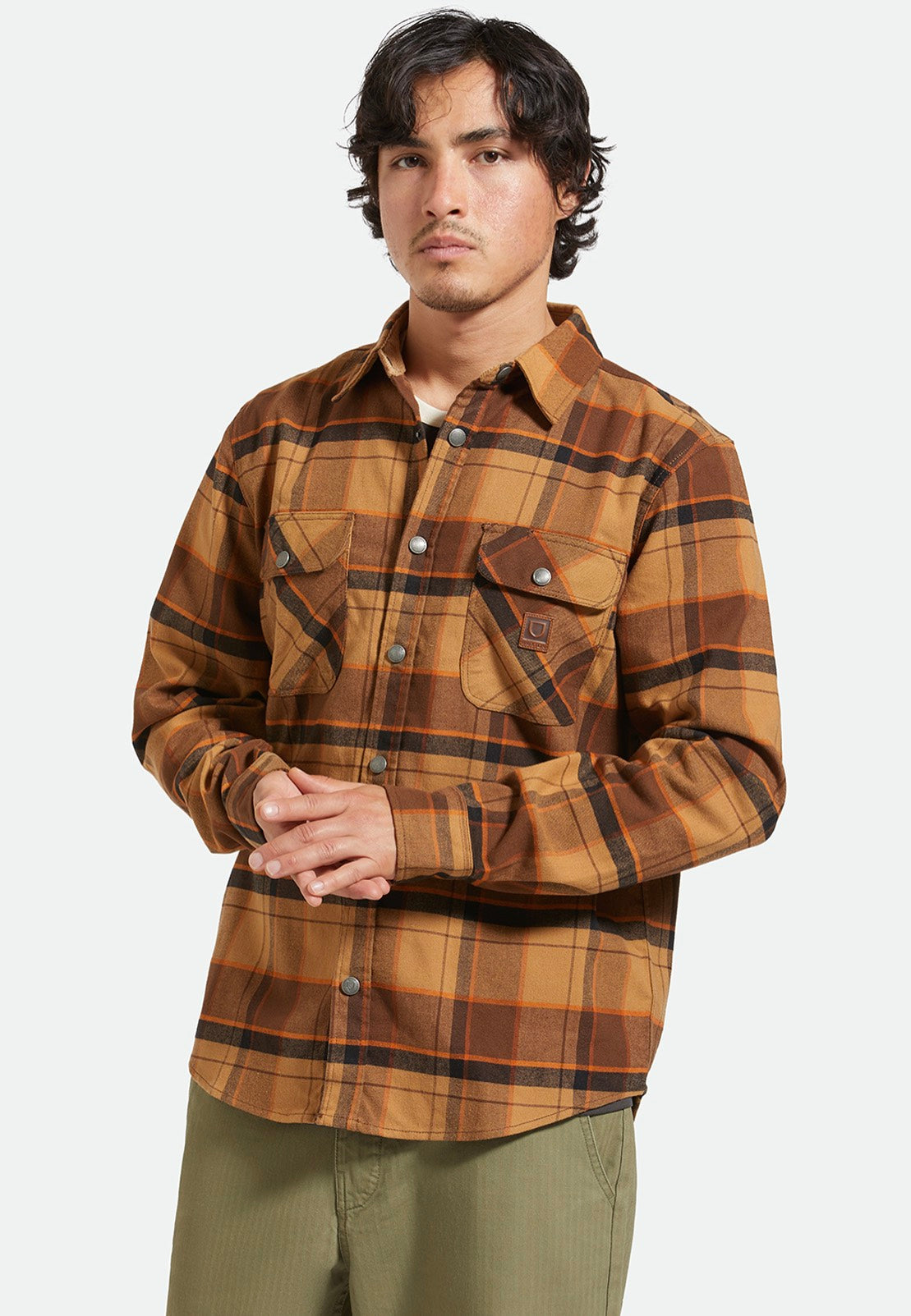 Brixton - Builders Bowery Flannel Burro Brown/Pinecone Brown/Black - Shirt | Men-Image