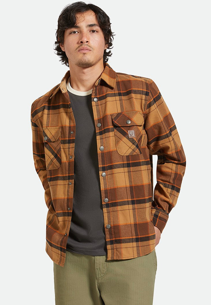 Brixton - Builders Bowery Flannel Burro Brown/Pinecone Brown/Black - Shirt | Men-Image