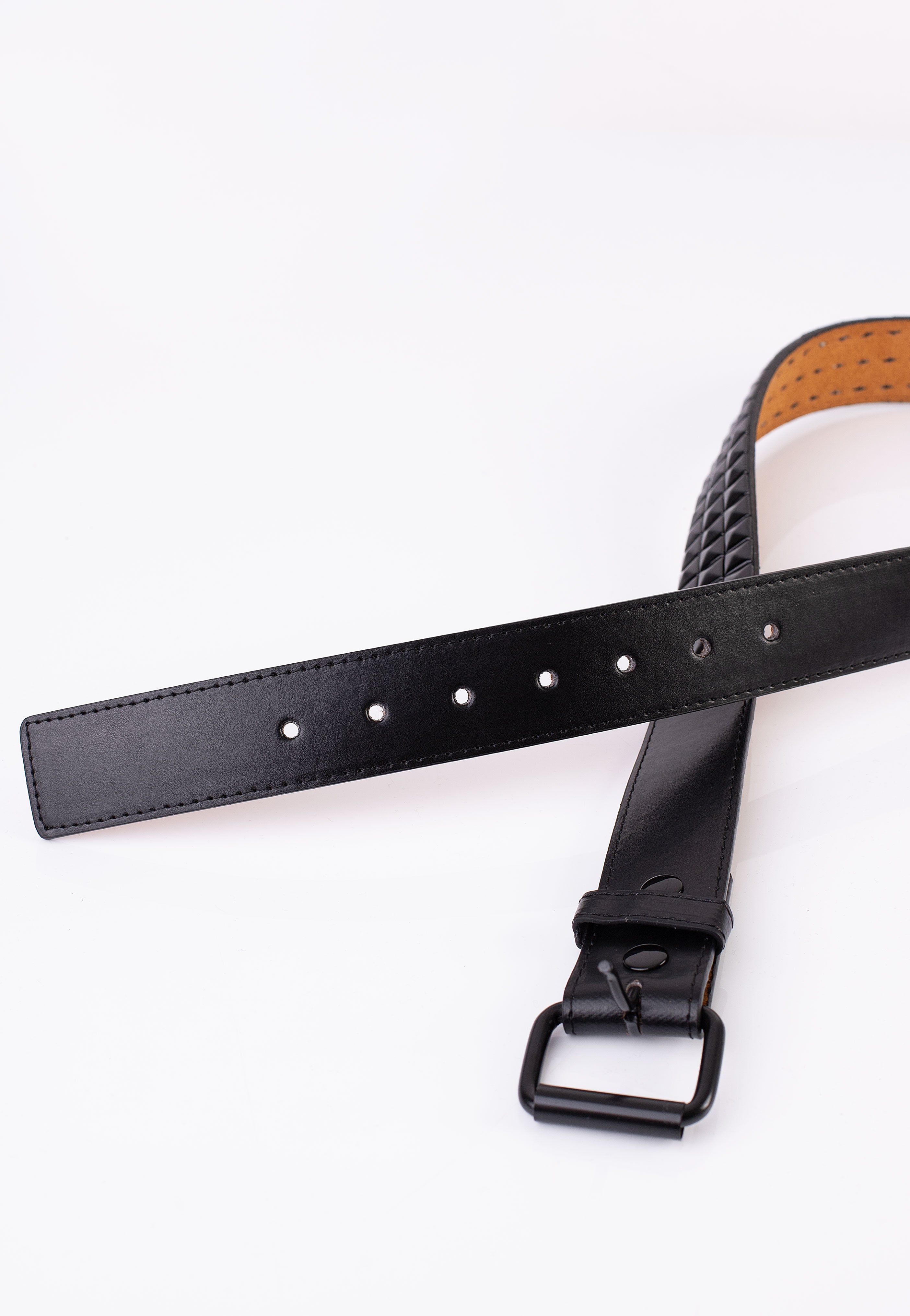 Bullet69 - 3 Row Black Pyramid Studded - Belt | Neutral-Image