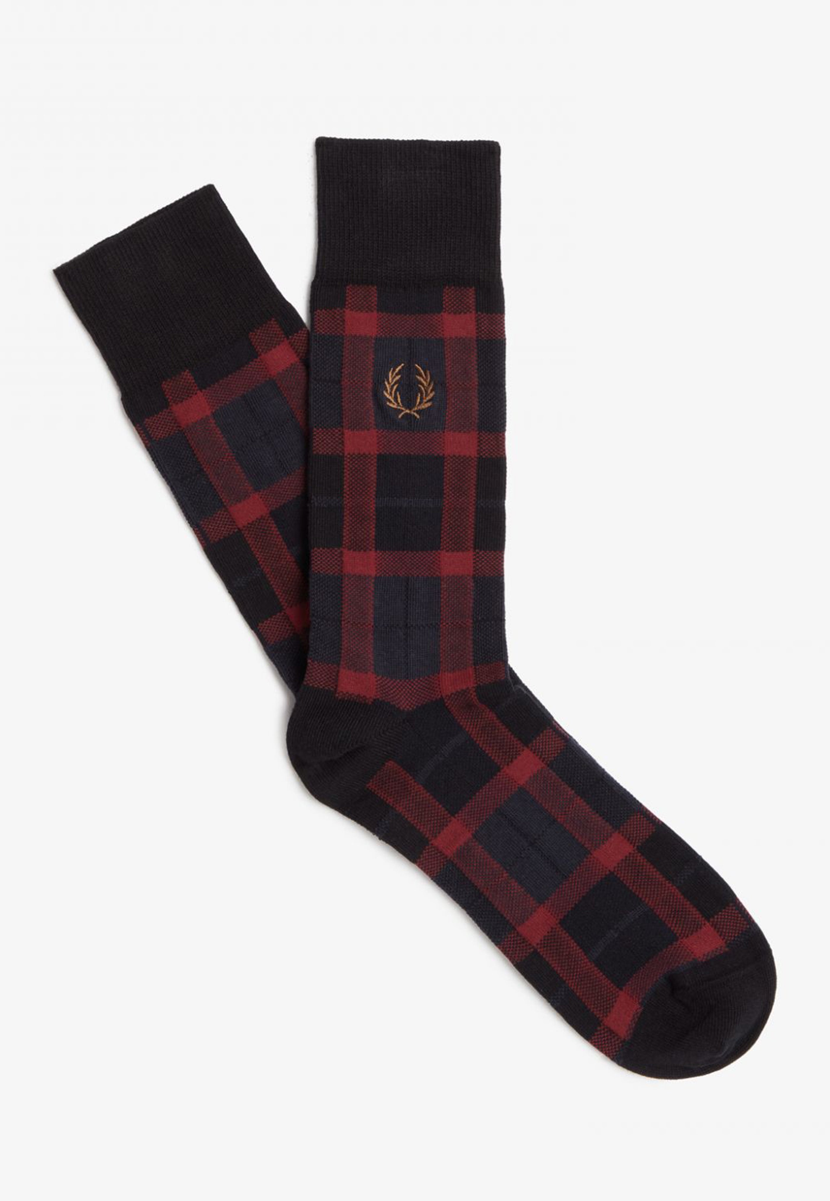 Fred Perry - Tartan Oxblood/Shaded Stone - Socks | Neutral-Image