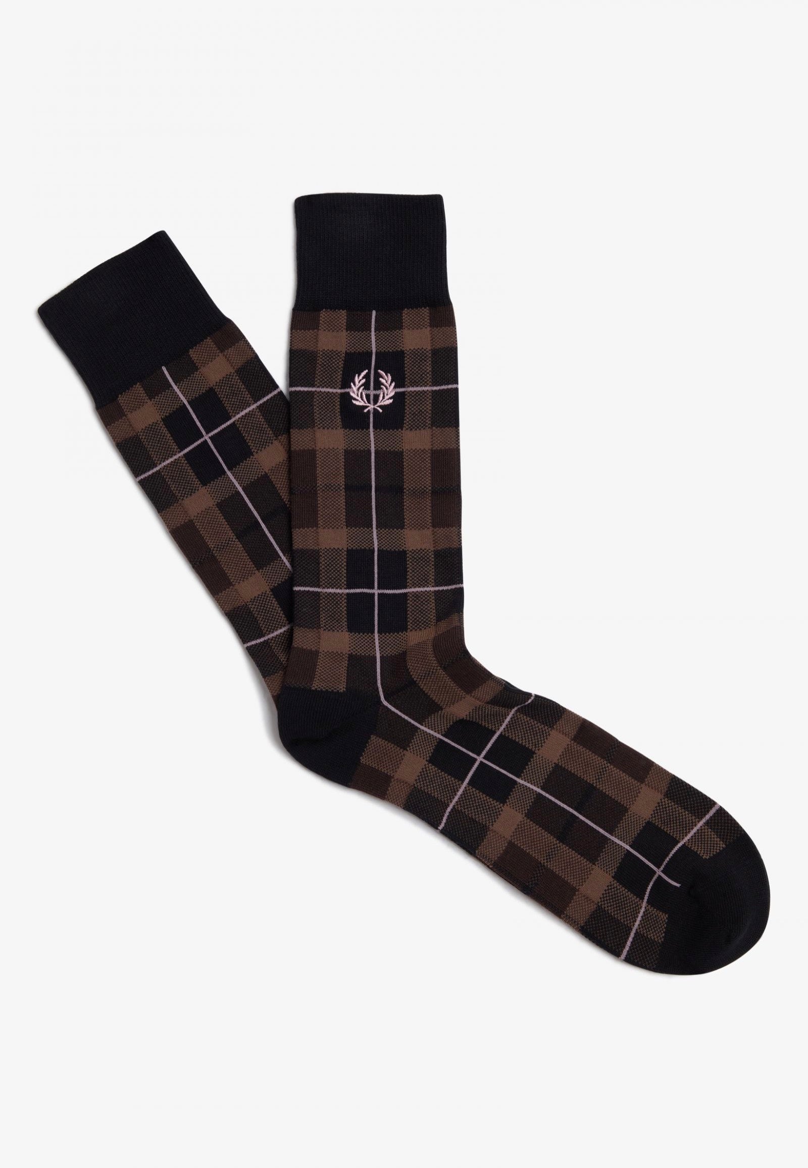 Fred Perry - Tartan Burnt Tobacco/Dark Pink - Socks | Neutral-Image