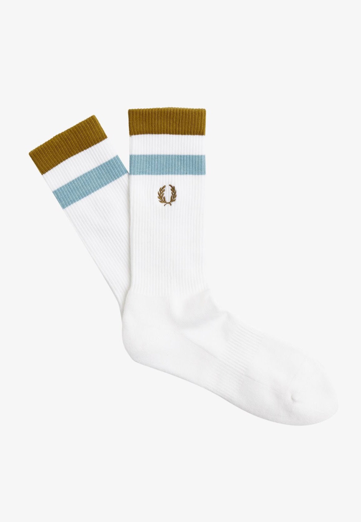 Fred Perry - Bold Tipped Towelling White/Dark Caramel - Socks | Neutral-Image