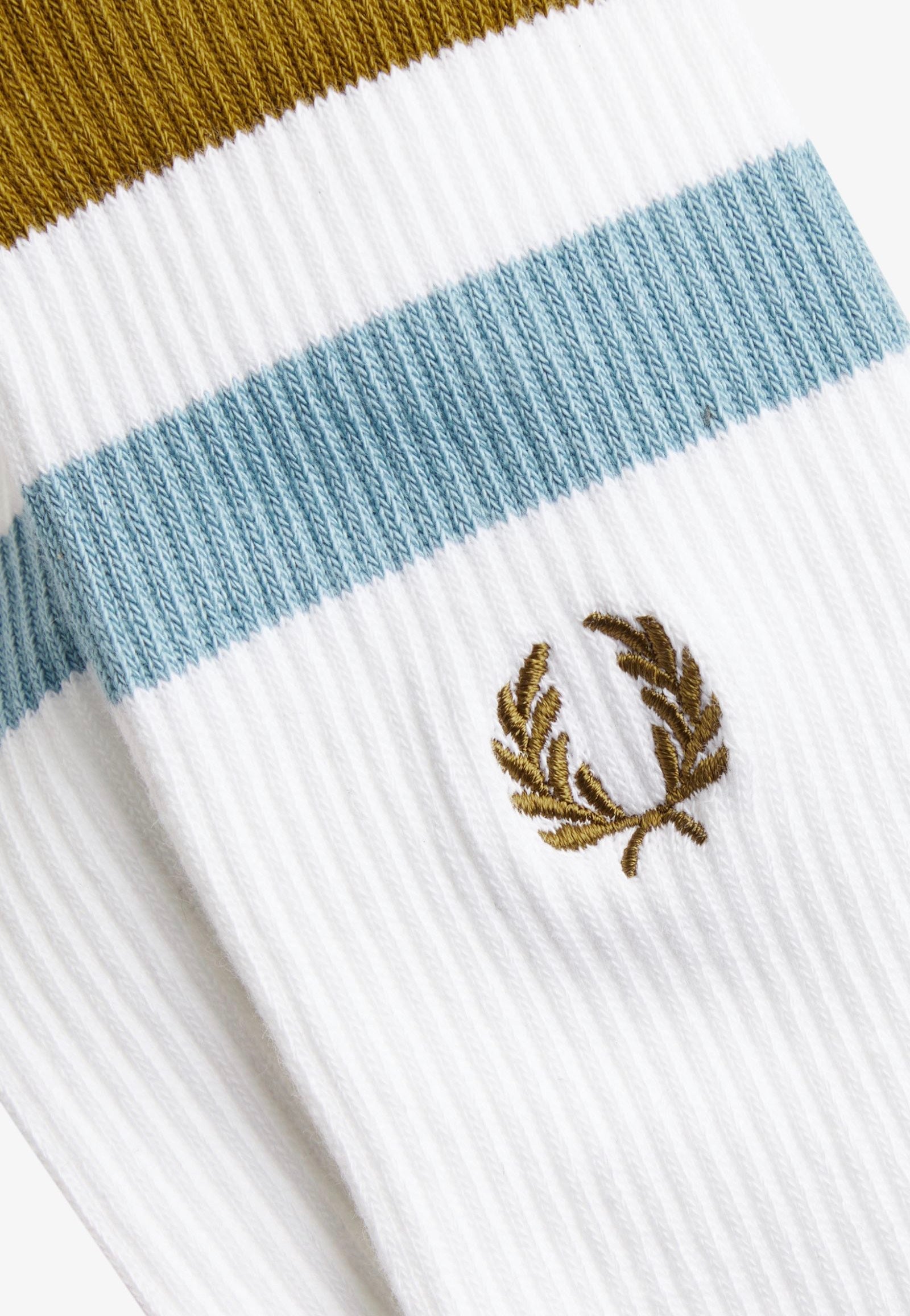 Fred Perry - Bold Tipped Towelling White/Dark Caramel - Socks | Neutral-Image