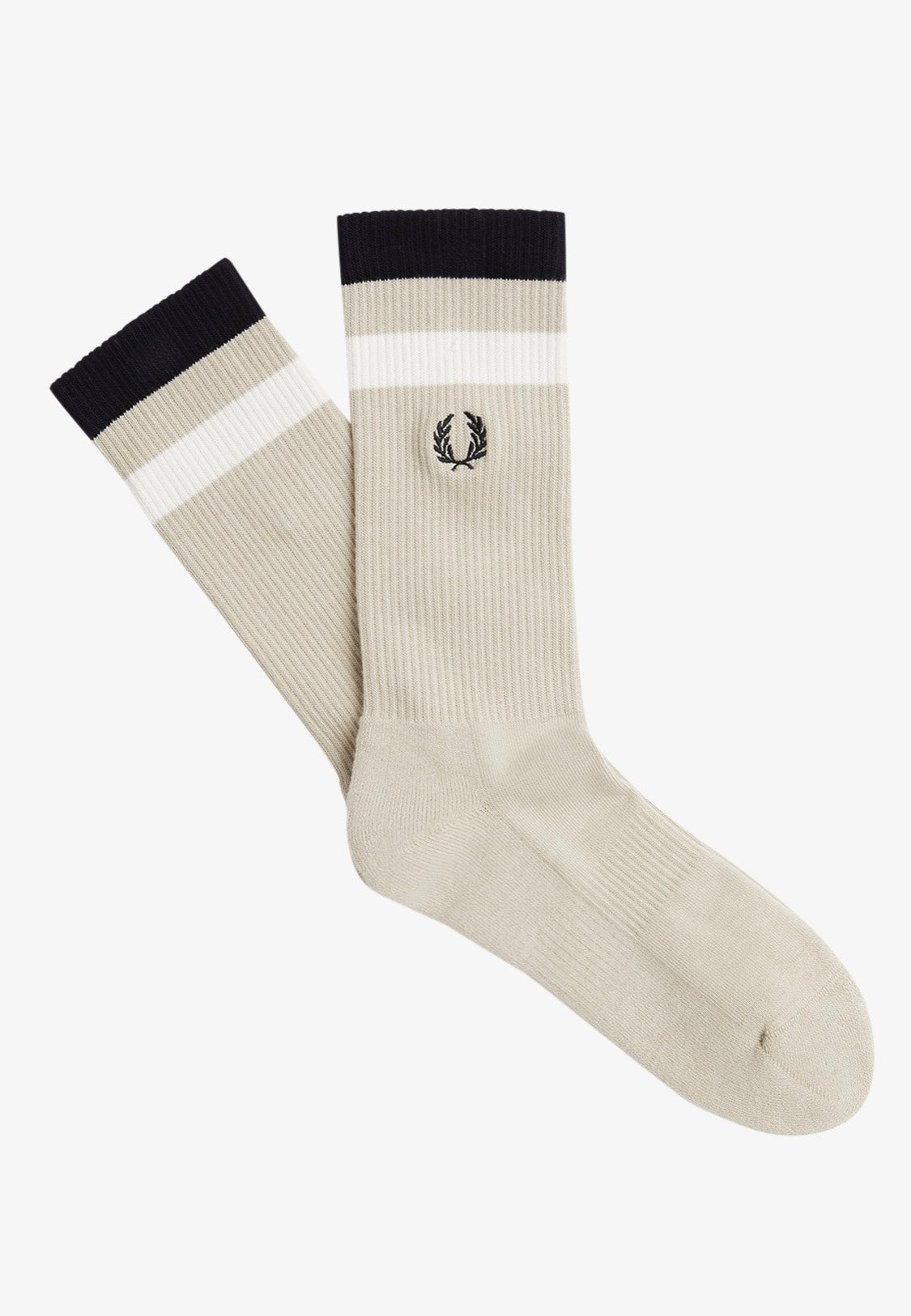 Fred Perry - Bold Tipped Towelling Oatmeal/Black - Socks | Neutral-Image