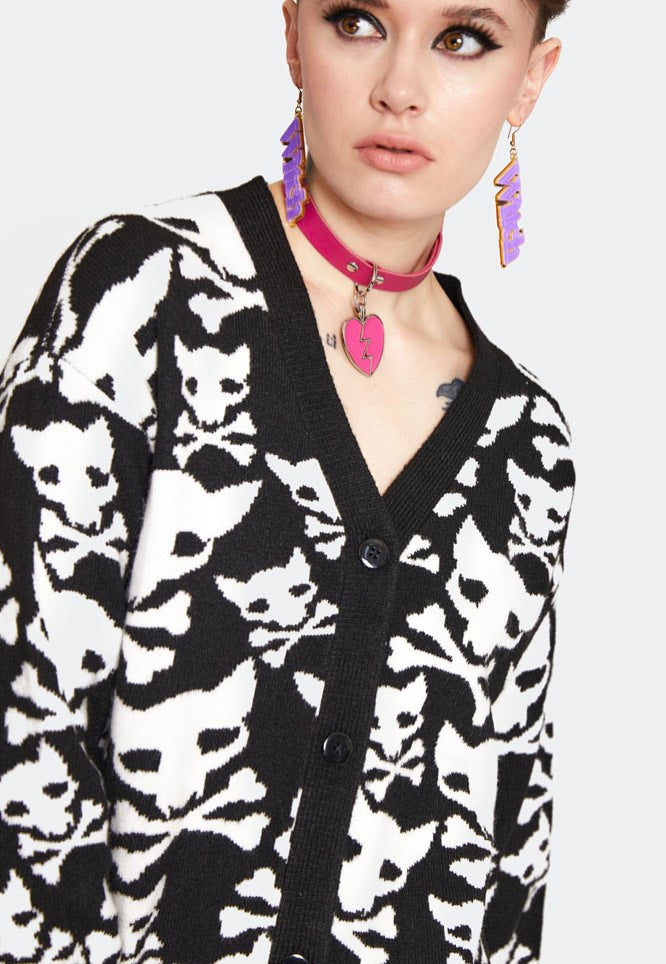 Jawbreaker - Hell Kitten Oversized Black/White - Cardigan | Women-Image