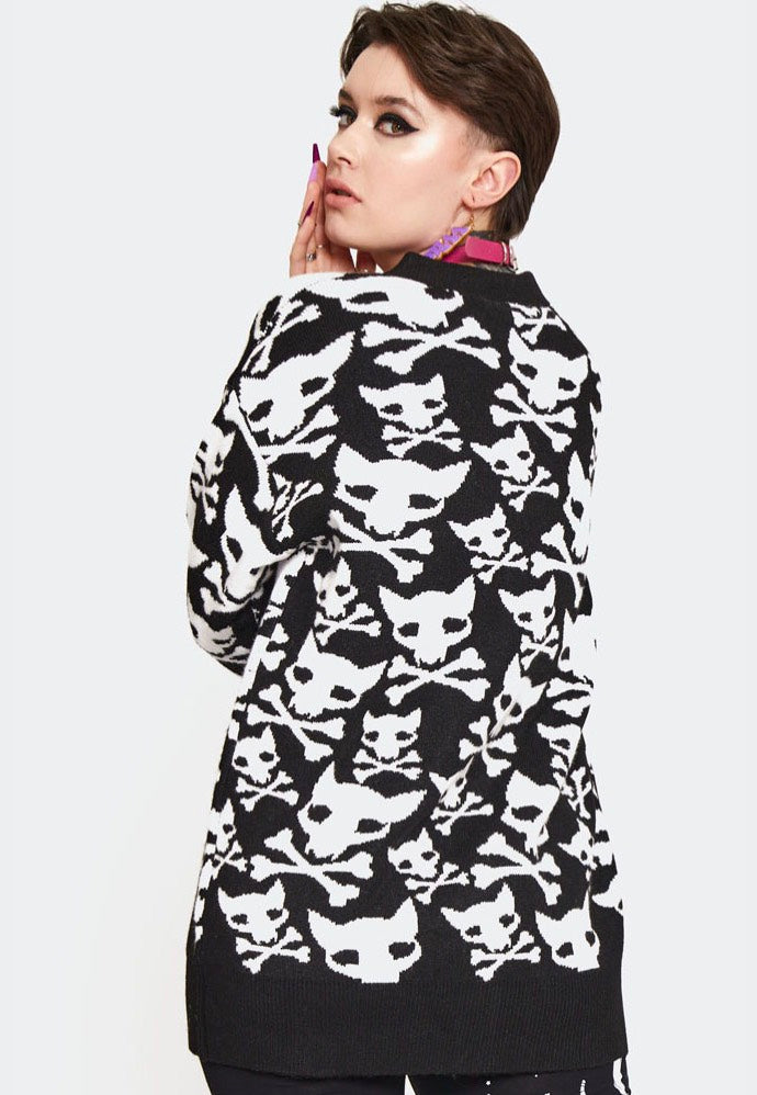 Jawbreaker - Hell Kitten Oversized Black/White - Cardigan | Women-Image