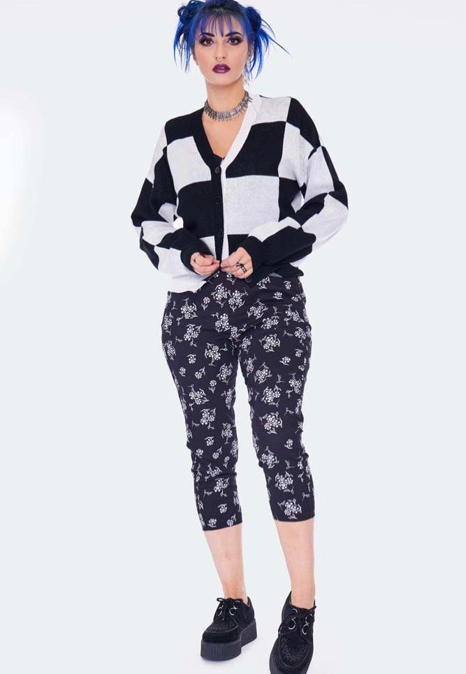 Jawbreaker - Oversized Checkerboard Black/White - Cardigan | Women-Image