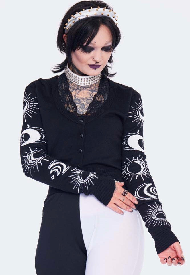 Jawbreaker - Moon Embroidered Lace Trim Black - Cardigan | Women-Image