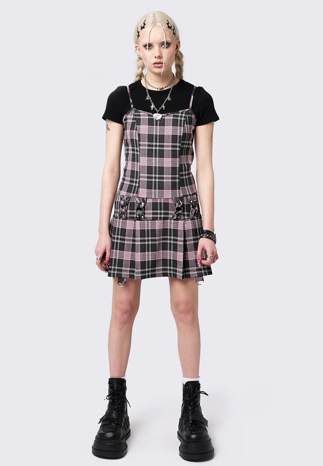 Minga London - Camila Straps Plaid Pink - Dress | Women-Image