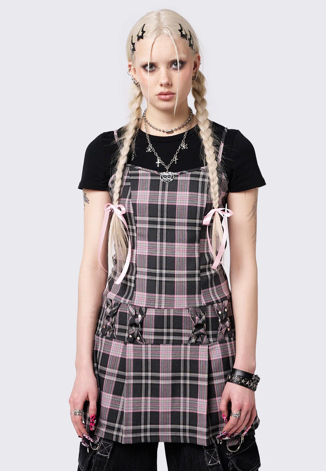 Minga London - Camila Straps Plaid Pink - Dress | Women-Image