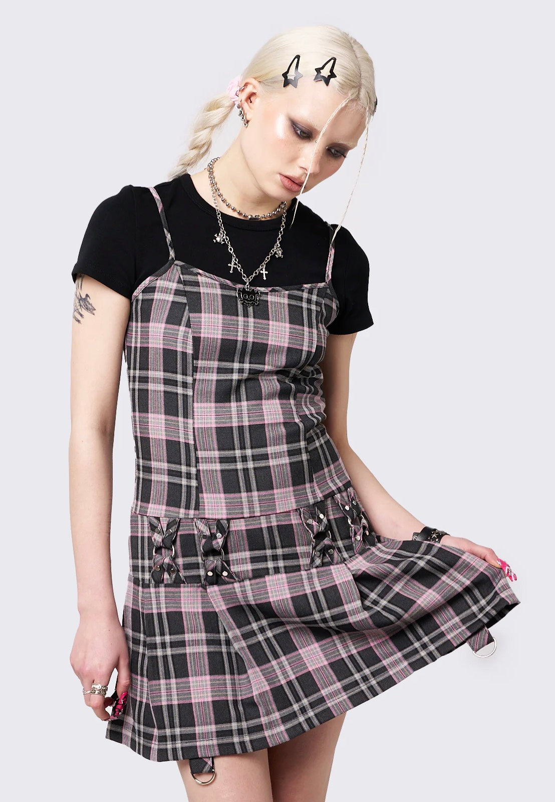 Minga London - Camila Straps Plaid Pink - Dress | Women-Image